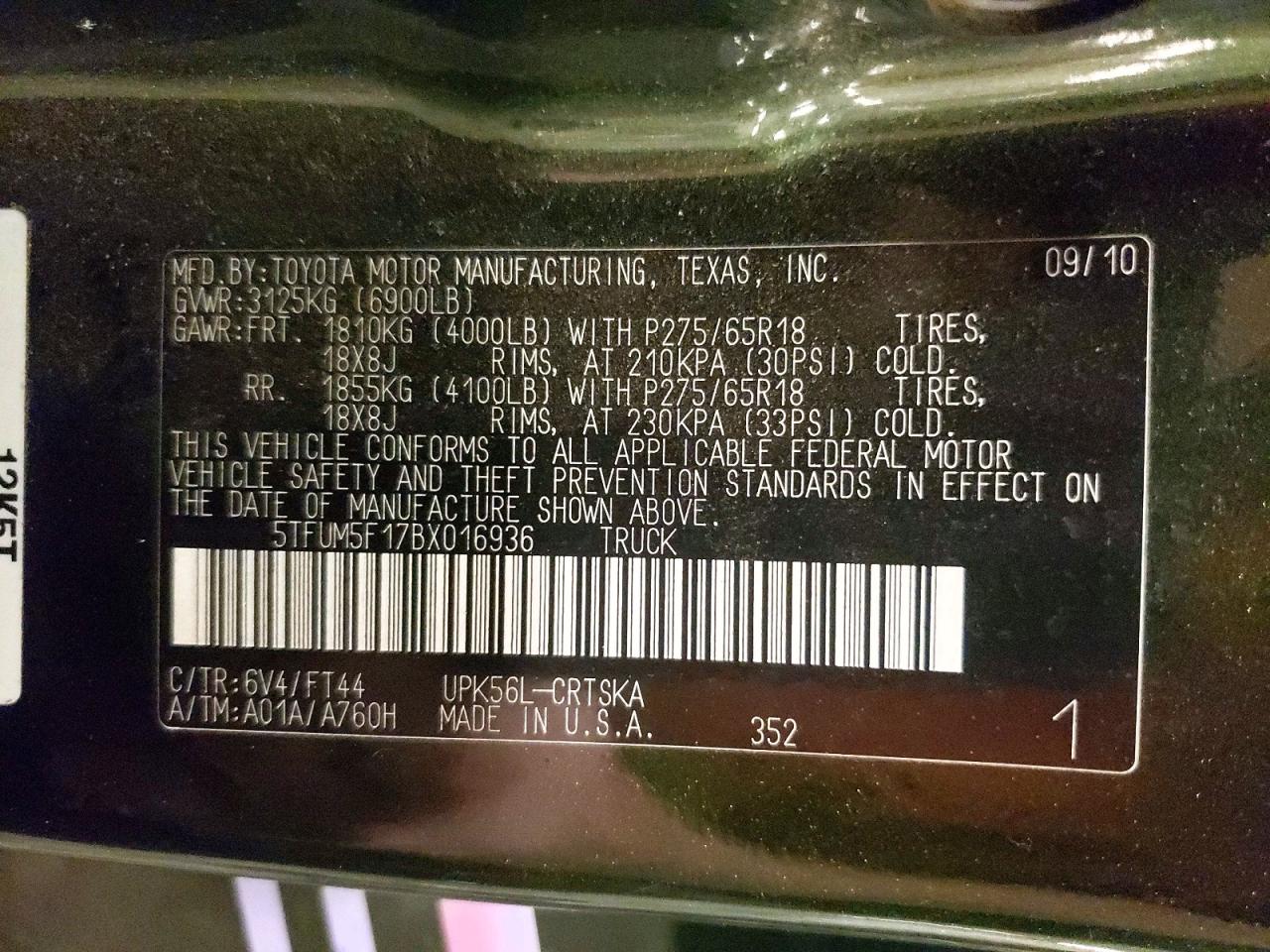 2011 Toyota Tundra Double Cab Sr5 Green vin: 5TFUM5F17BX016936
