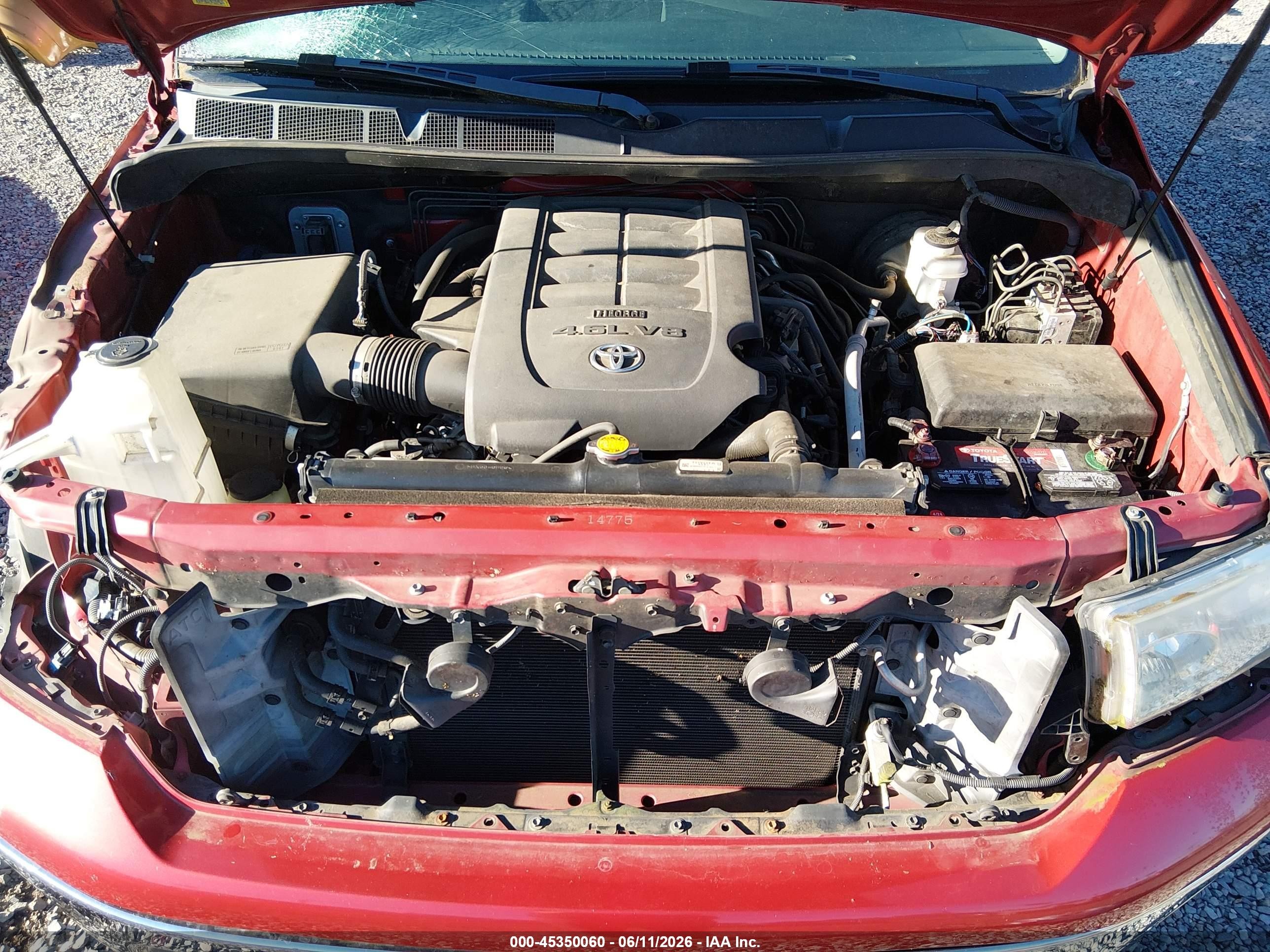 2013 Toyota Tundra Grade 4.6l V8 Red vin: 5TFUM5F17DX043010