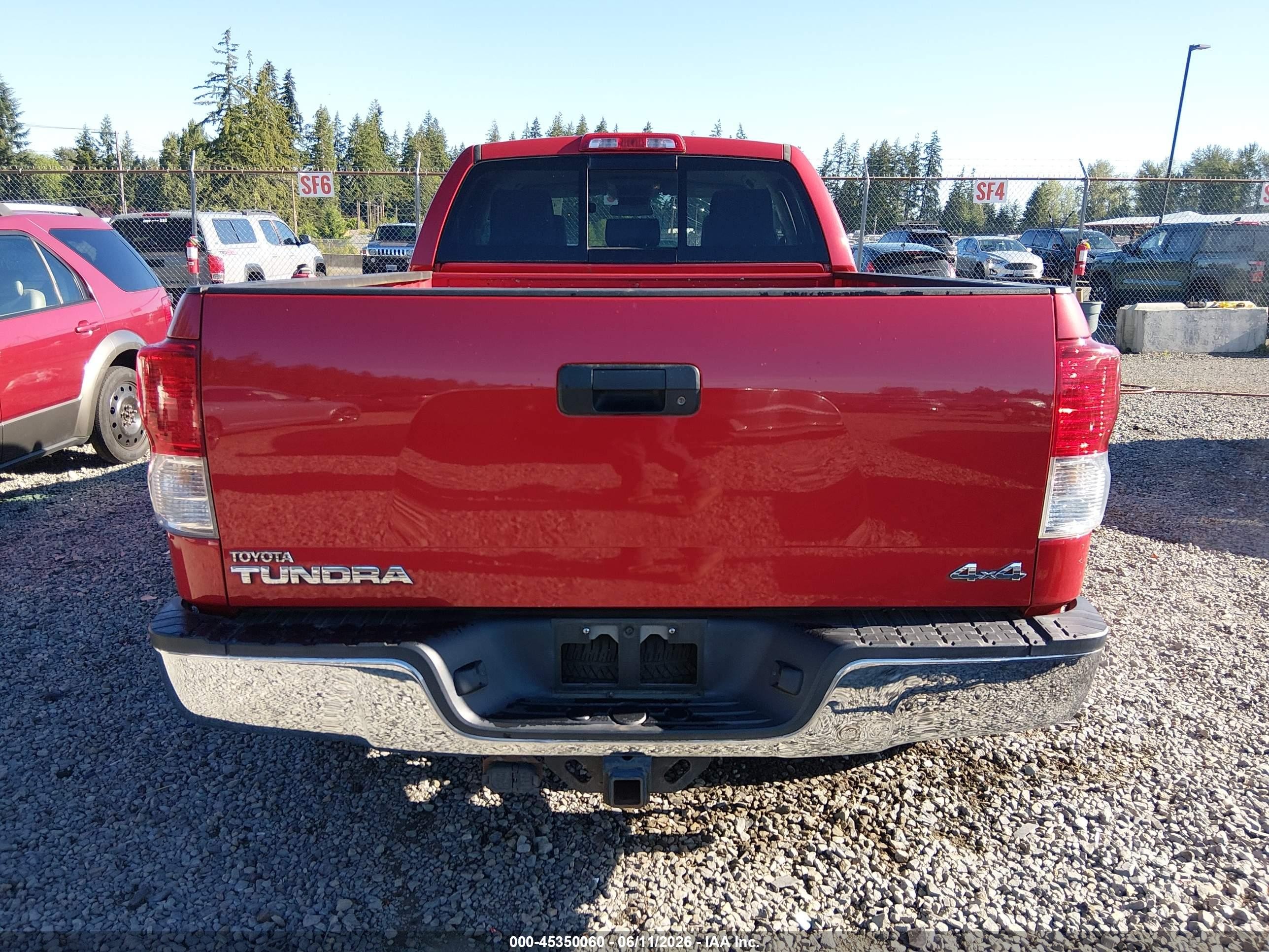 2013 Toyota Tundra Grade 4.6l V8 Red vin: 5TFUM5F17DX043010