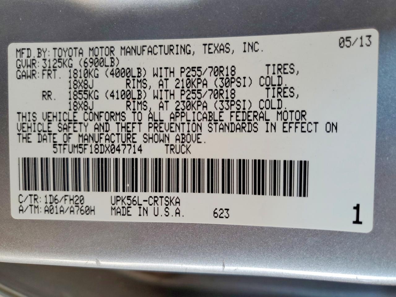 2013 Toyota Tundra Double Cab Sr5 Silver vin: 5TFUM5F18DX047714