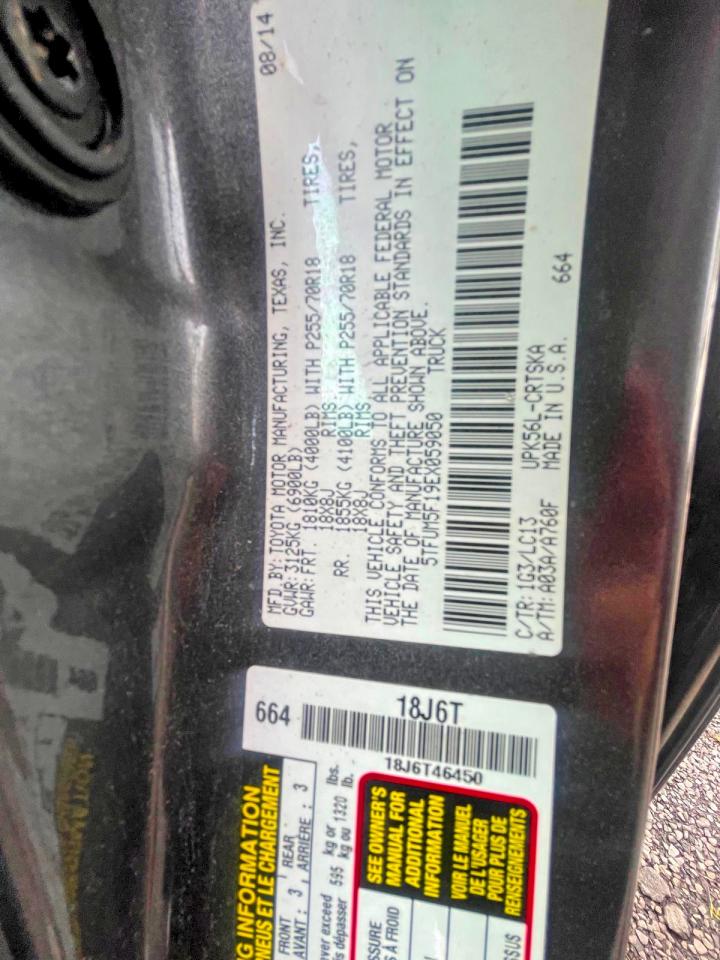 2014 Toyota Tundra Sr Black vin: 5TFUM5F19EX059050