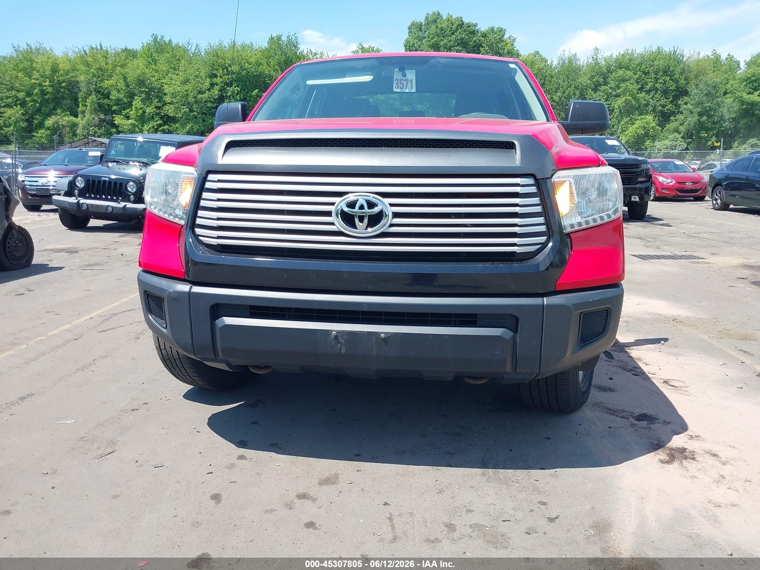 2014 Toyota Tundra Sr 4.6l V8 Red vin: 5TFUM5F1XEX058649