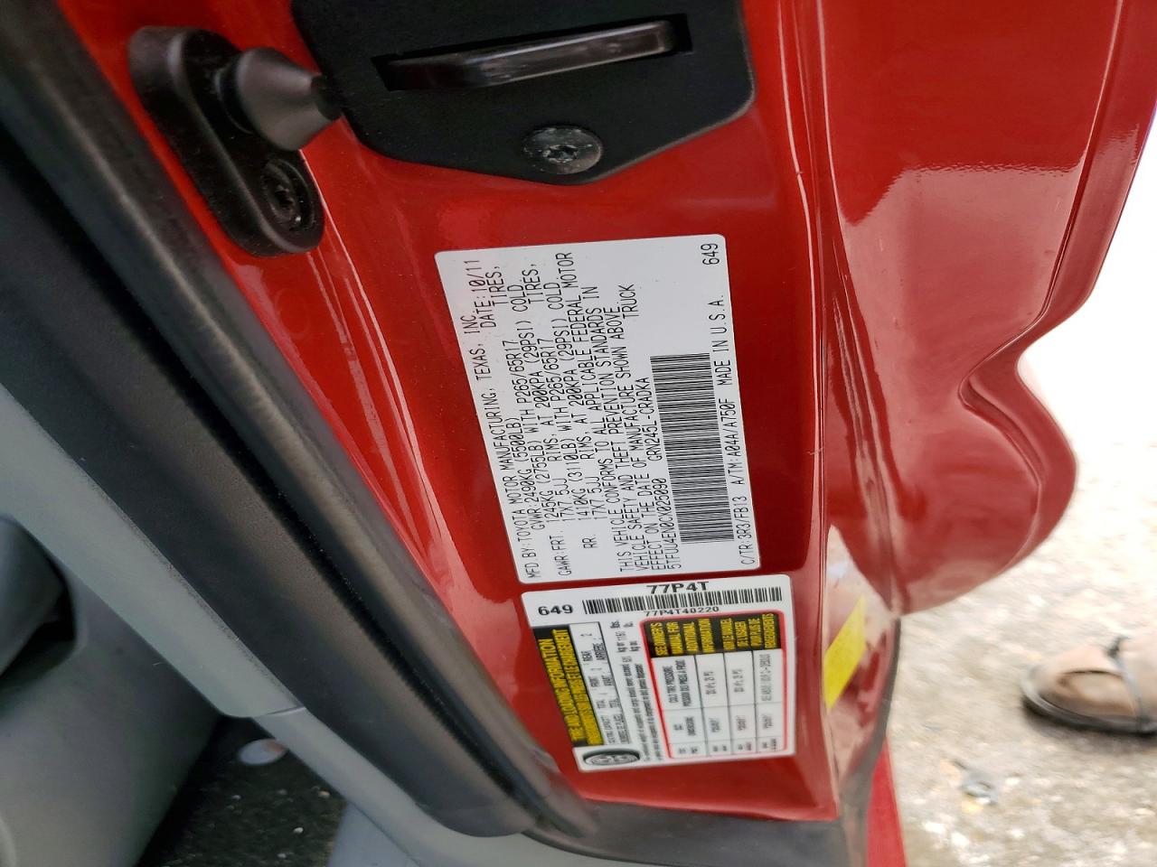 2012 Toyota Tacoma V6 Red vin: 5TFUU4EN0CX025090
