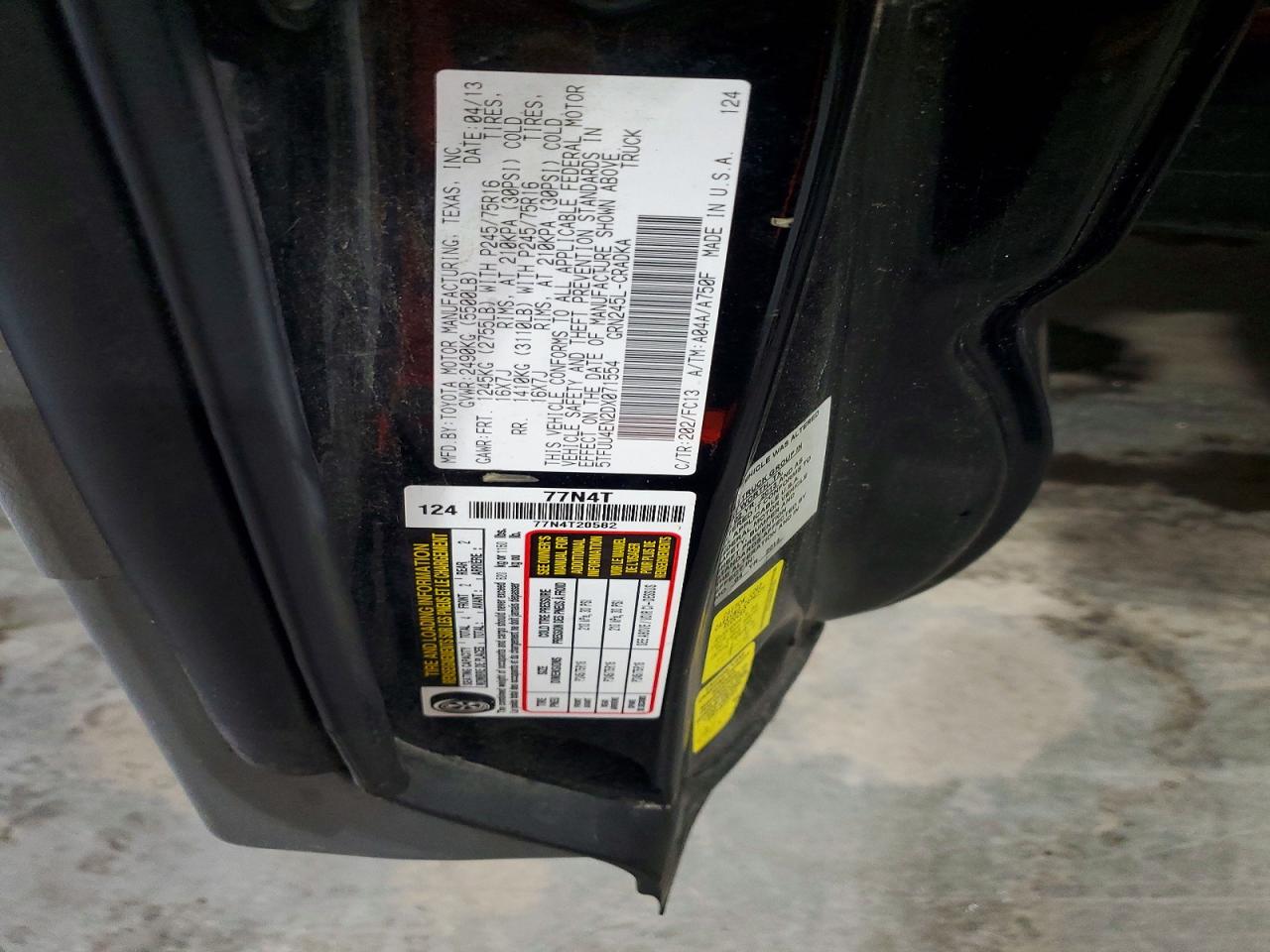 2013 Toyota Tacoma V6 Black vin: 5TFUU4EN2DX071554