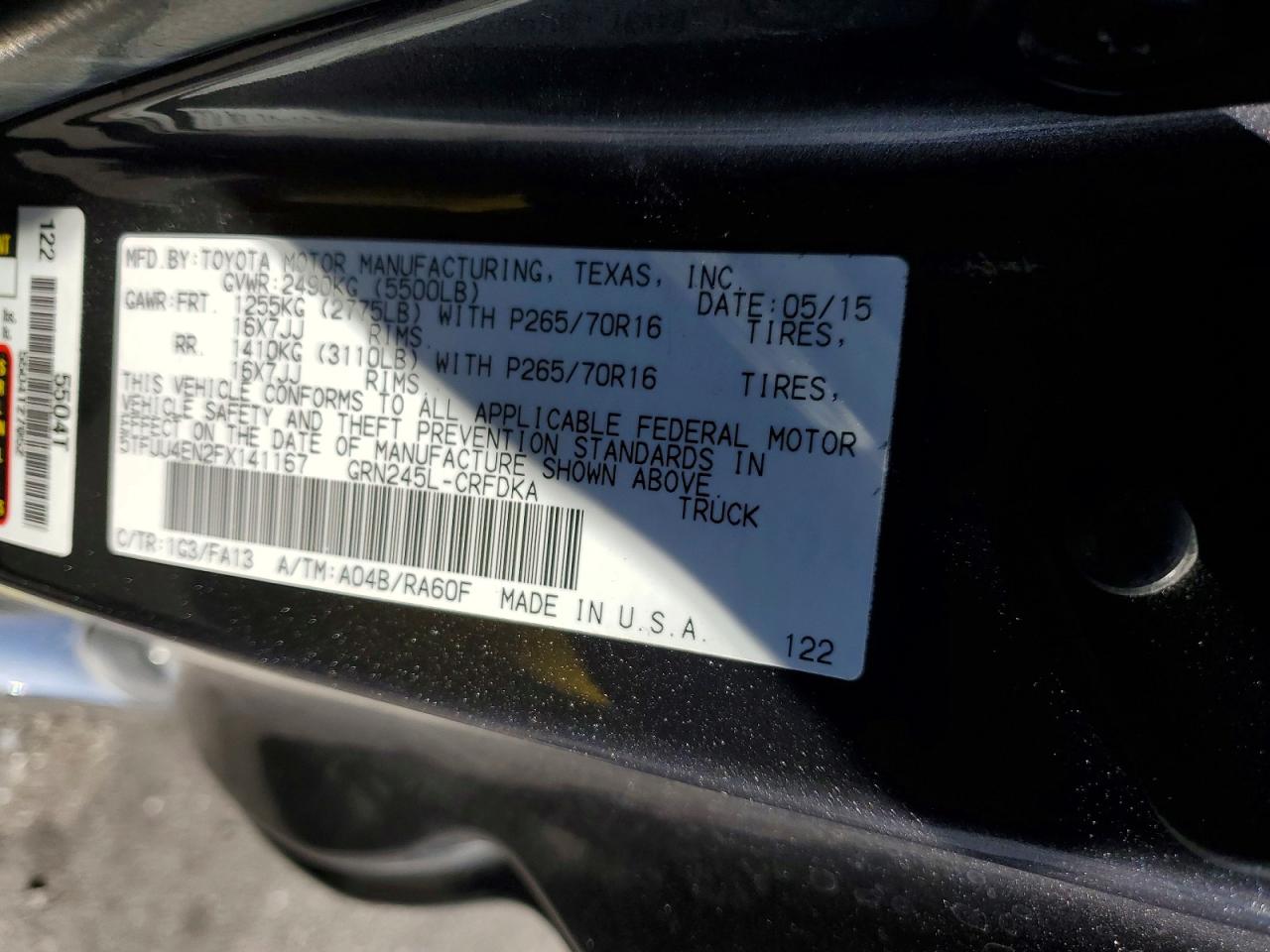 2015 Toyota Tacoma V6 Gray vin: 5TFUU4EN2FX141167