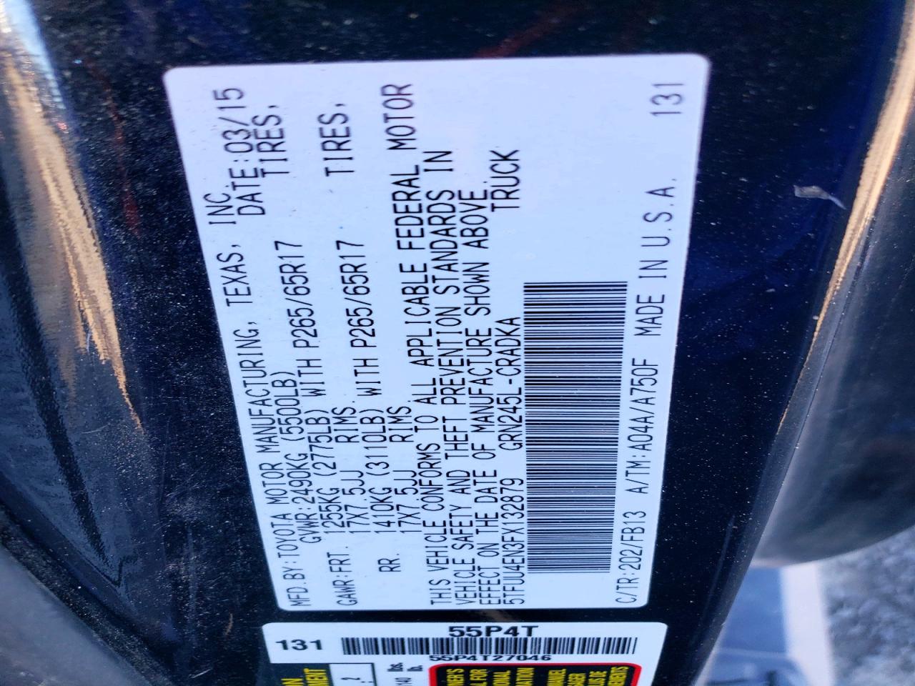 2015 Toyota Tacoma V6 Черный vin: 5TFUU4EN3FX132879
