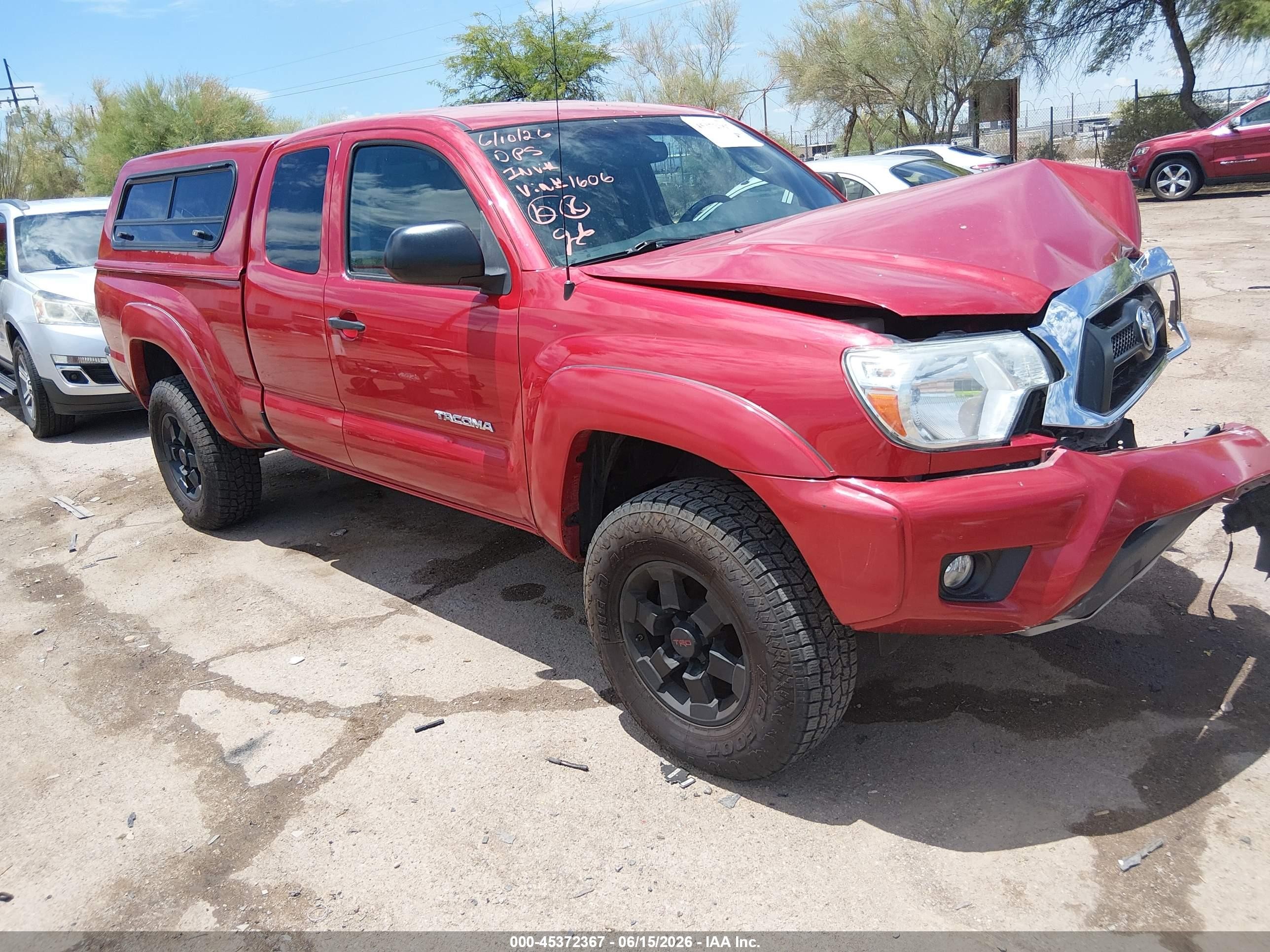 2013 Toyota Tacoma Base V6 Red vin: 5TFUU4EN5DX051606