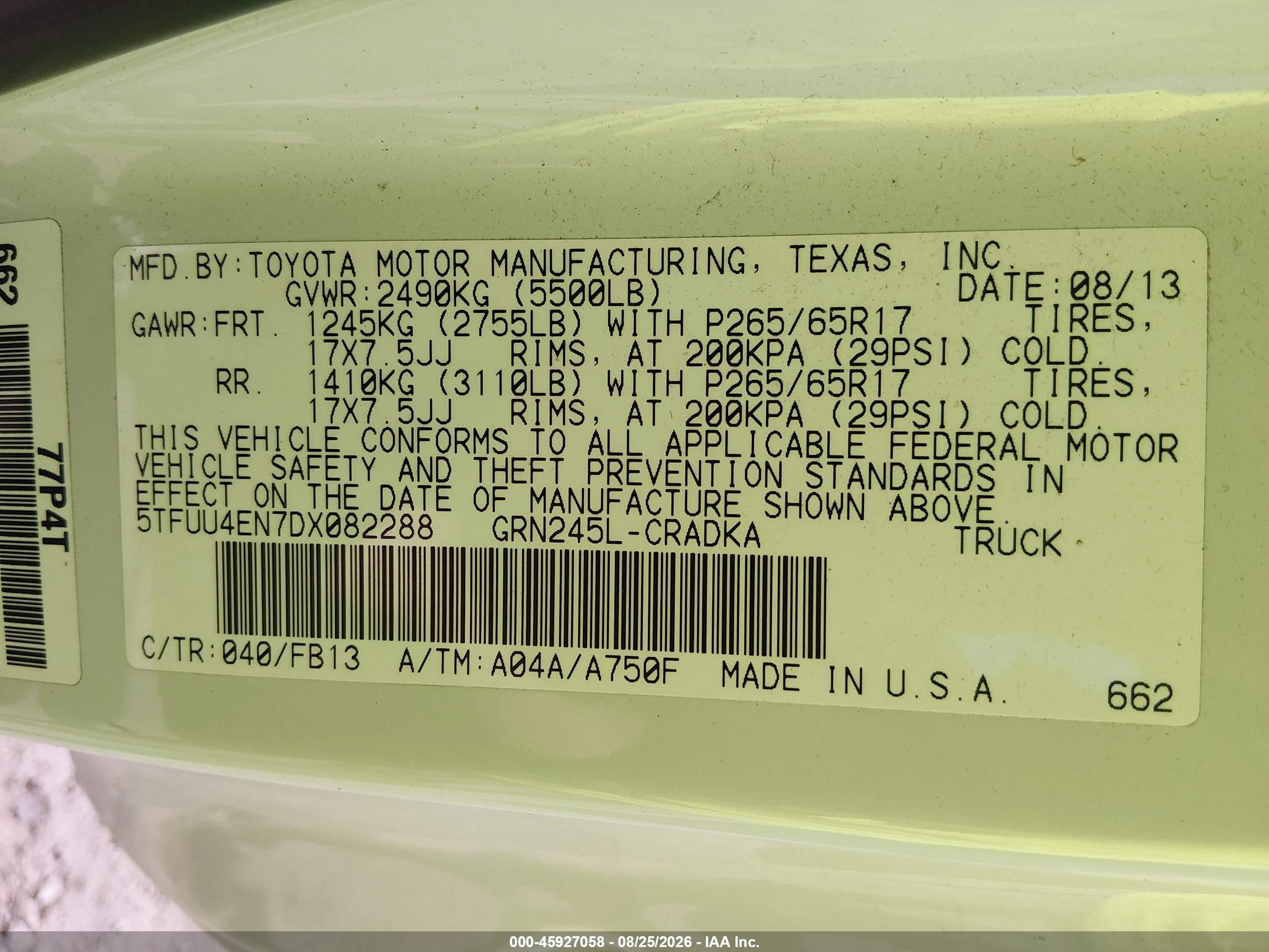 2013 Toyota Tacoma Base V6 White vin: 5TFUU4EN7DX082288