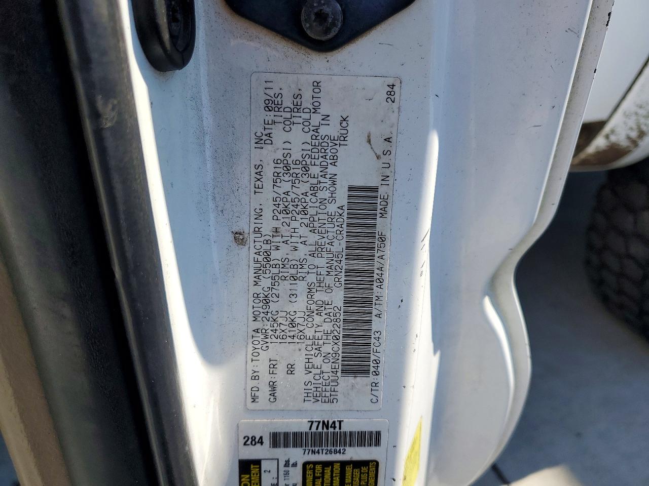 2012 Toyota Tacoma V6 White vin: 5TFUU4EN9CX022852