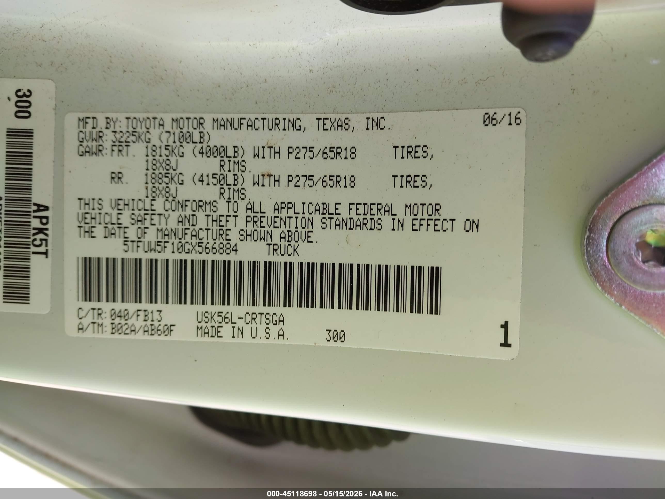 2016 Toyota Tundra Sr5 5.7l V8 Белый vin: 5TFUW5F10GX566884