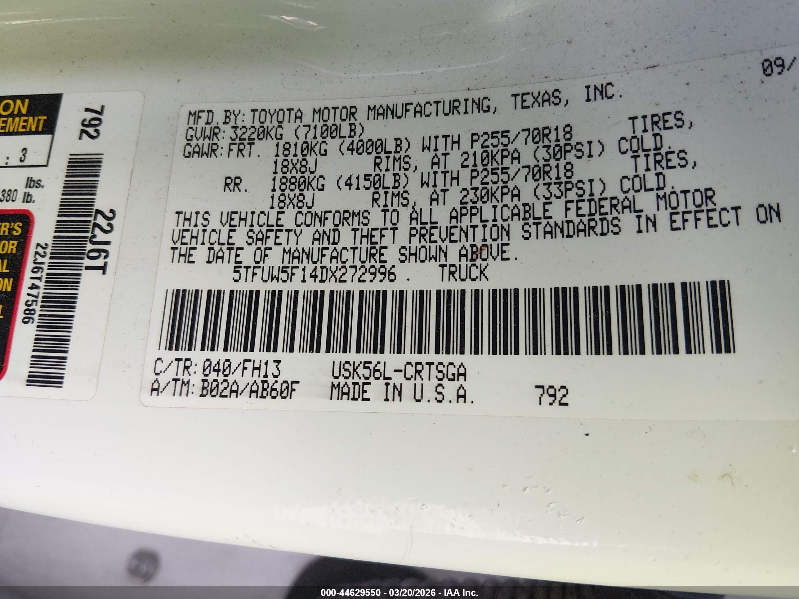2013 Toyota Tundra Double Cab Sr5 White vin: 5TFUW5F14DX272996