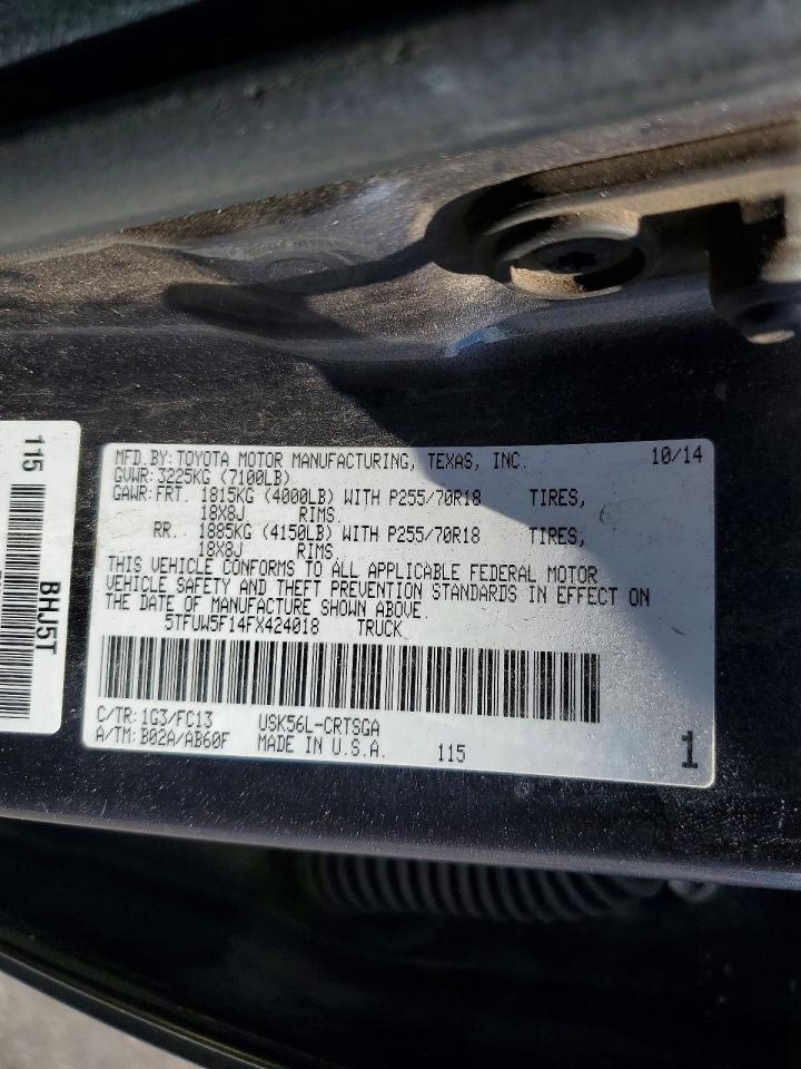 2015 Toyota Tundra Sr5 Gray vin: 5TFUW5F14FX424018