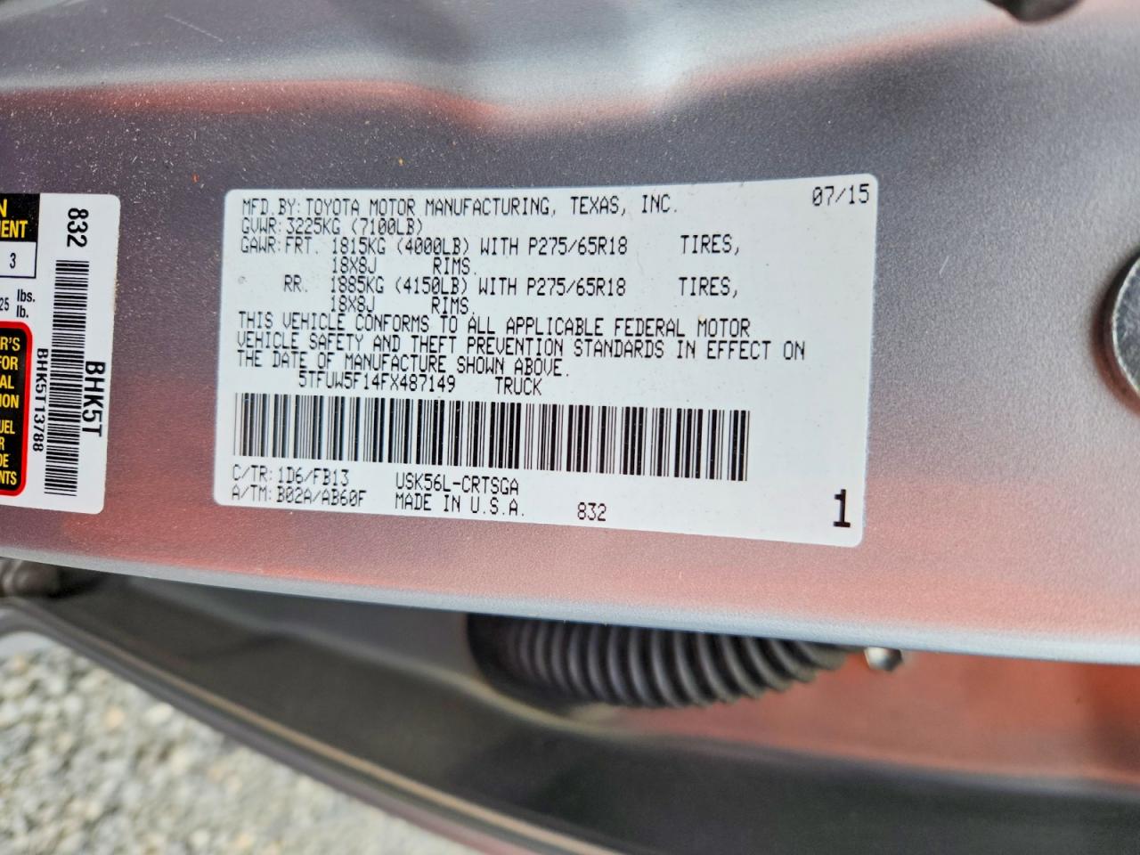 2015 Toyota Tundra Sr5 Серебряный vin: 5TFUW5F14FX487149