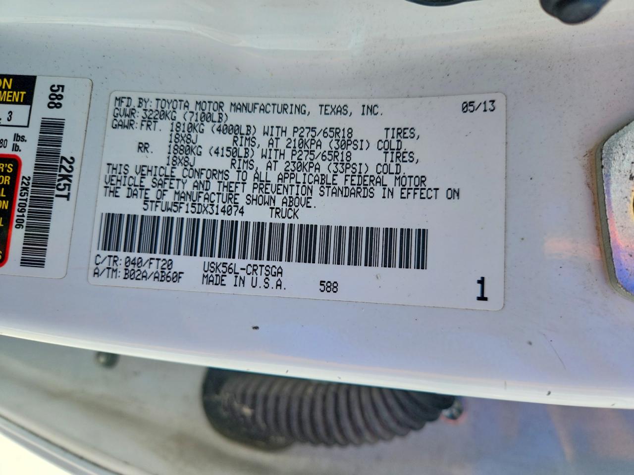 2013 Toyota Tundra Double Cab Sr5 White vin: 5TFUW5F15DX314074