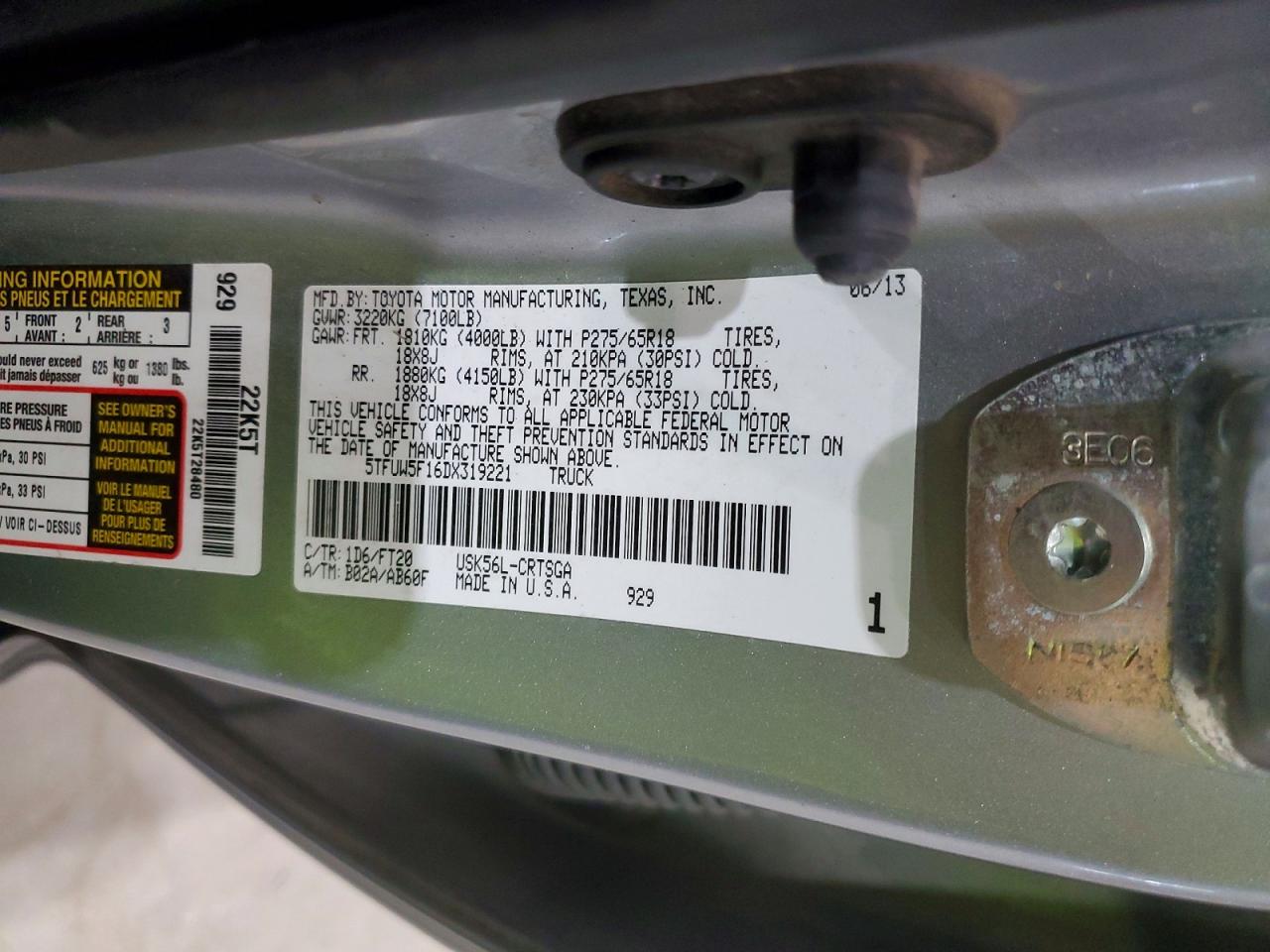 2013 Toyota Tundra Double Cab Sr5 Серебряный vin: 5TFUW5F16DX319221
