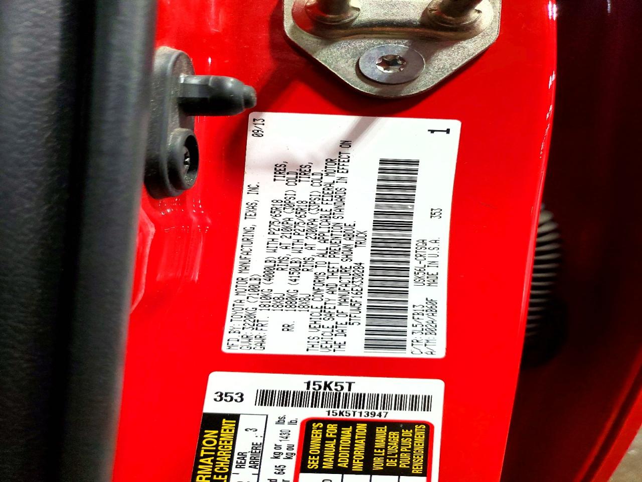 2014 Toyota Tundra Sr5 Red vin: 5TFUW5F16EX330284