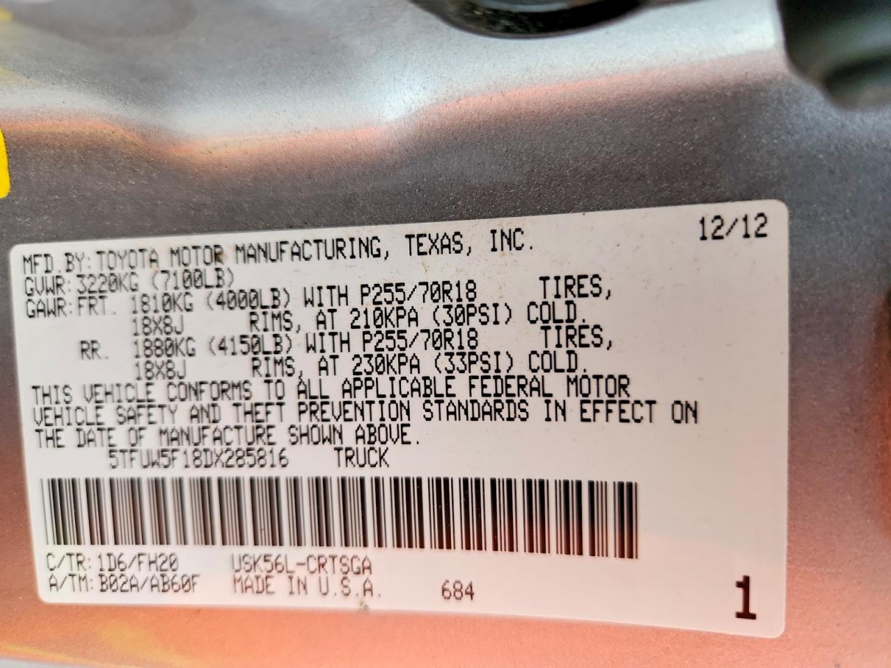 2013 Toyota Tundra Double Cab Sr5 Gray vin: 5TFUW5F18DX285816
