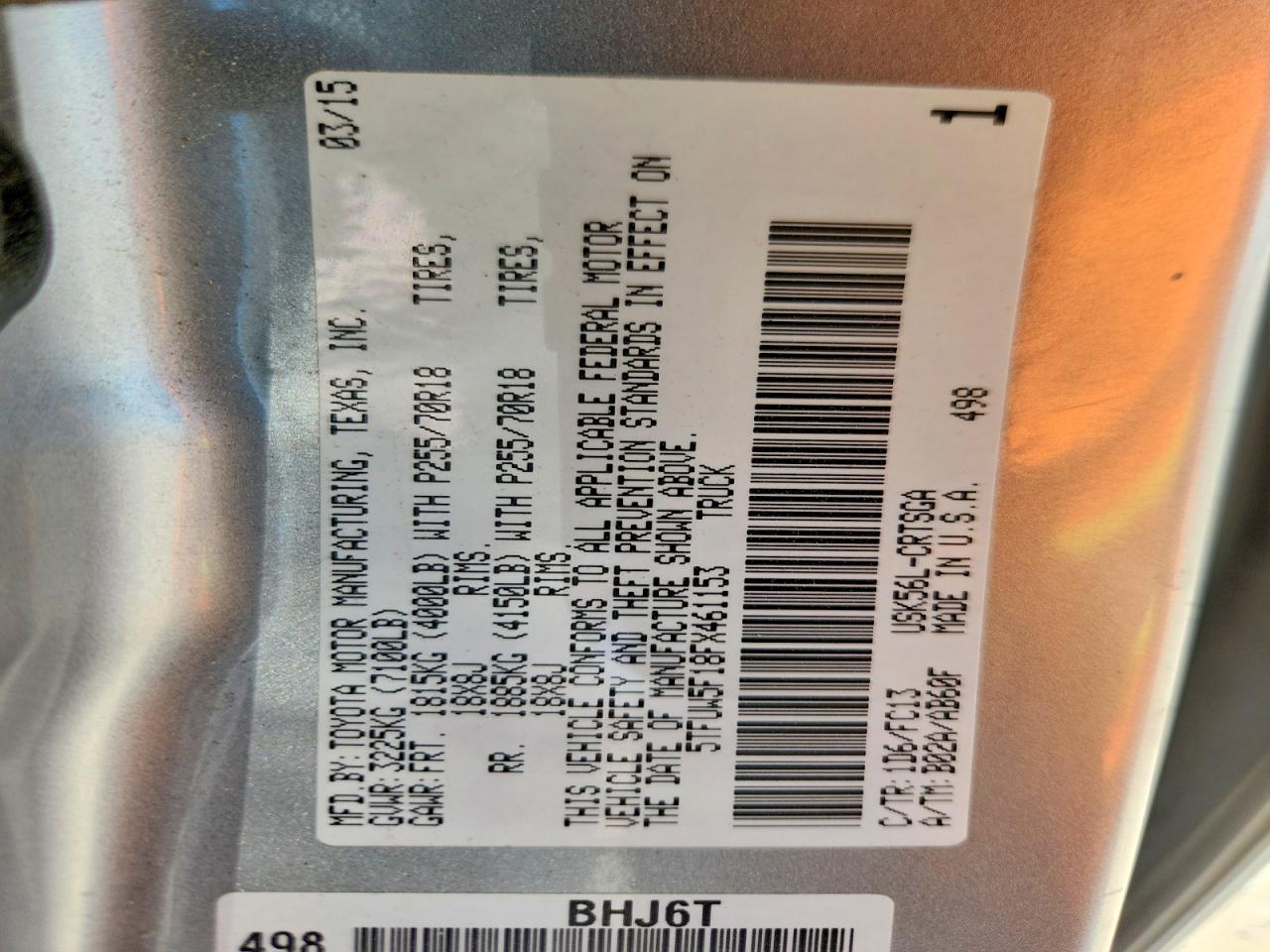 2015 Toyota Tundra Sr5 Silver vin: 5TFUW5F18FX461153