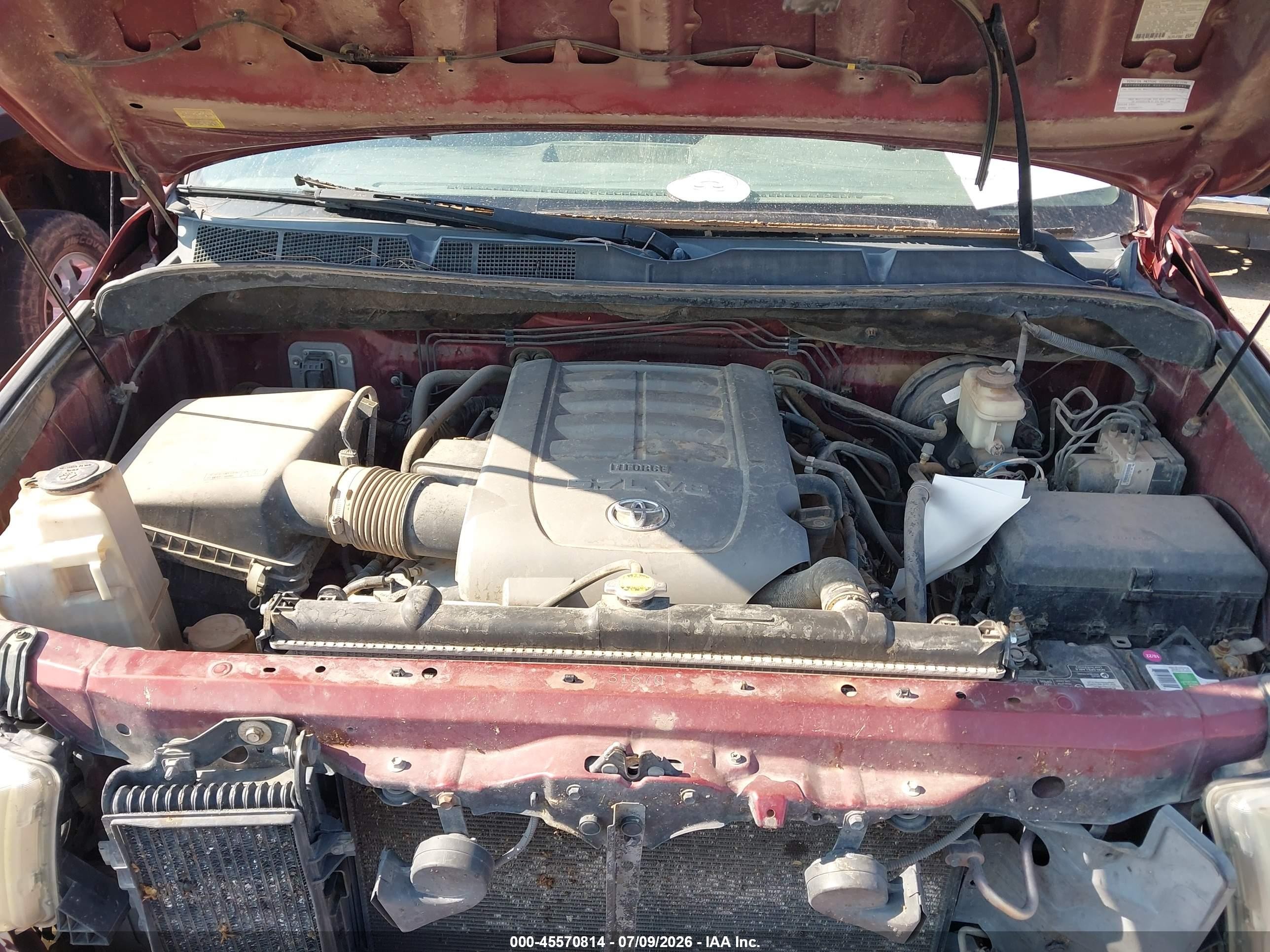 2010 Toyota Tundra Grade 5.7l V8 Red vin: 5TFUW5F19AX112625