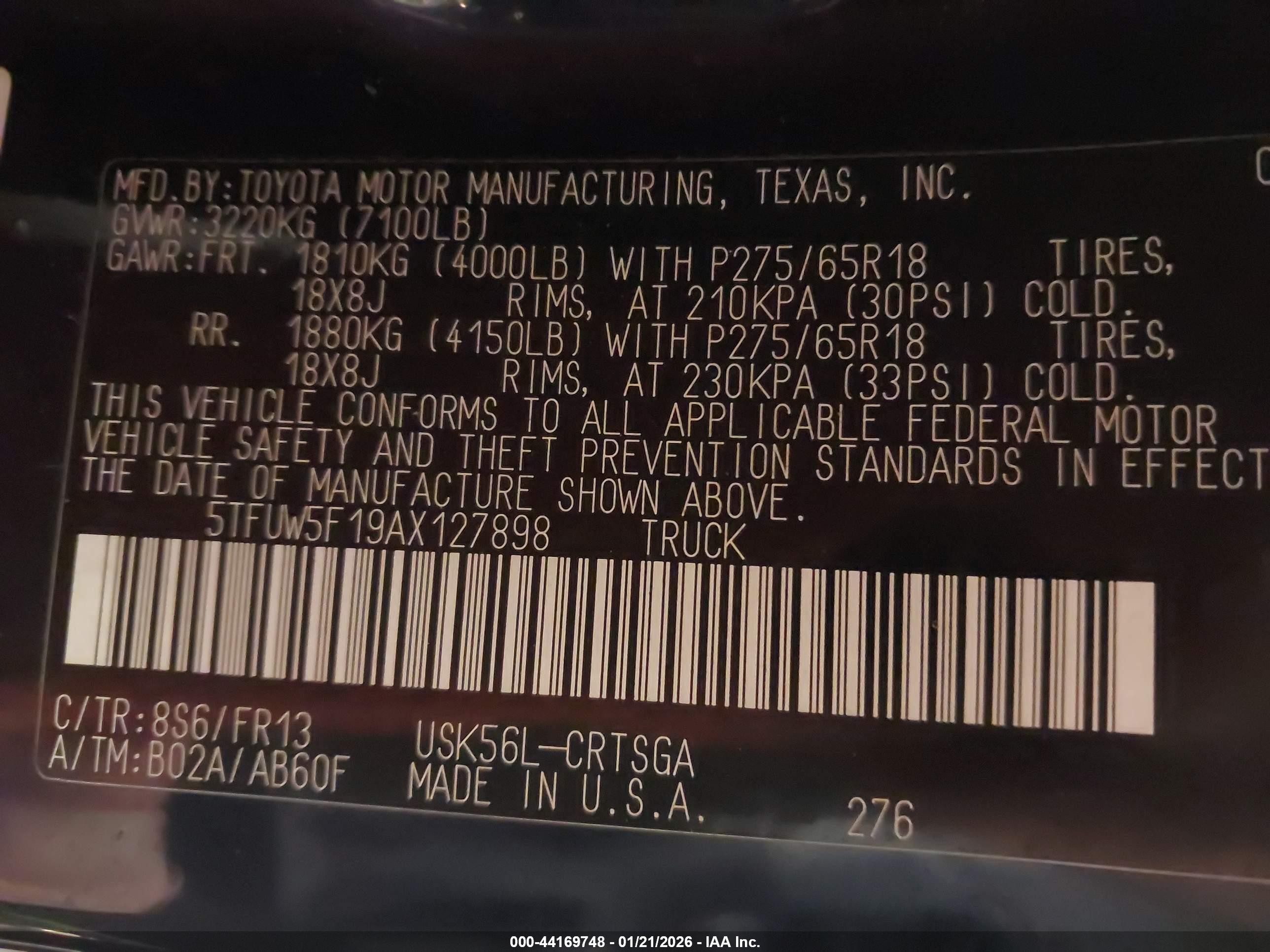 2010 Toyota Tundra Grade 5.7l V8 Синий vin: 5TFUW5F19AX127898