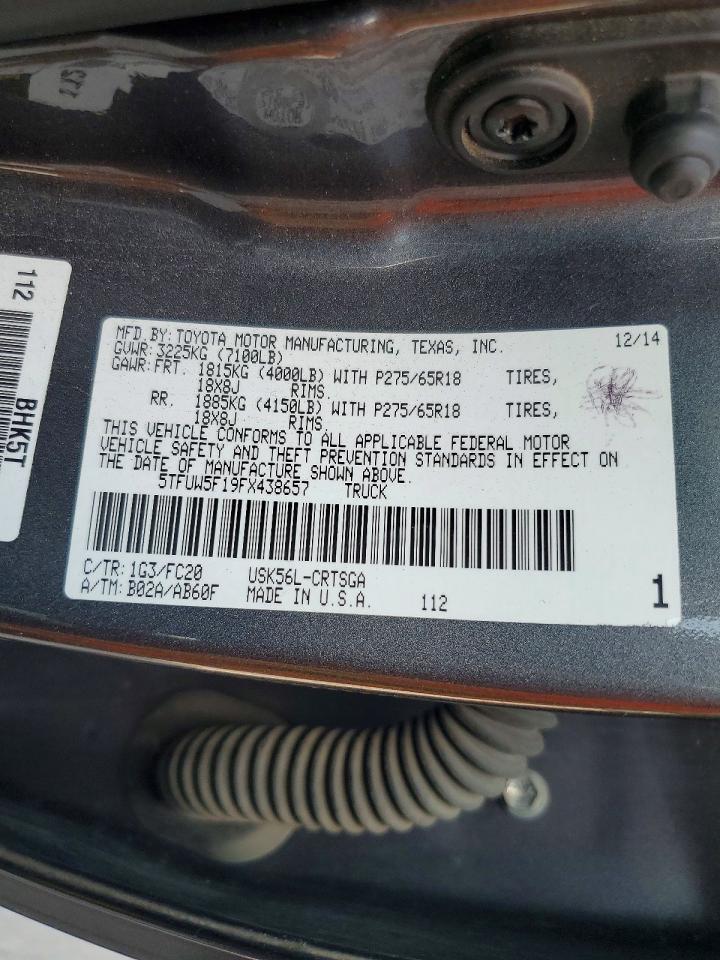 2015 Toyota Tundra Sr5 Gray vin: 5TFUW5F19FX438657