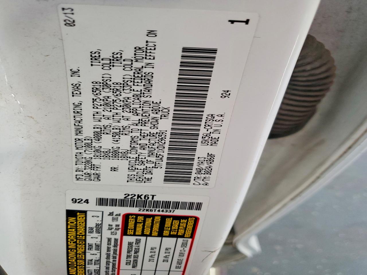 2013 Toyota Tundra Double Cab Sr5 White vin: 5TFUW5F1XDX296591