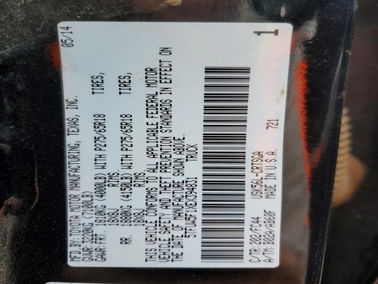 2014 Toyota Tundra Sr5 Black vin: 5TFUW5F1XEX394831