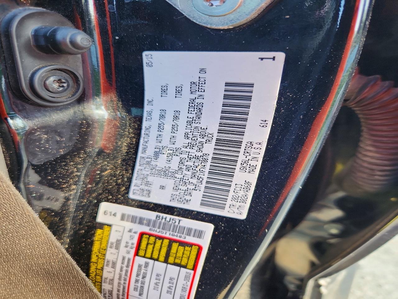 2015 Toyota Tundra Sr5 Black vin: 5TFUW5F1XFX470078