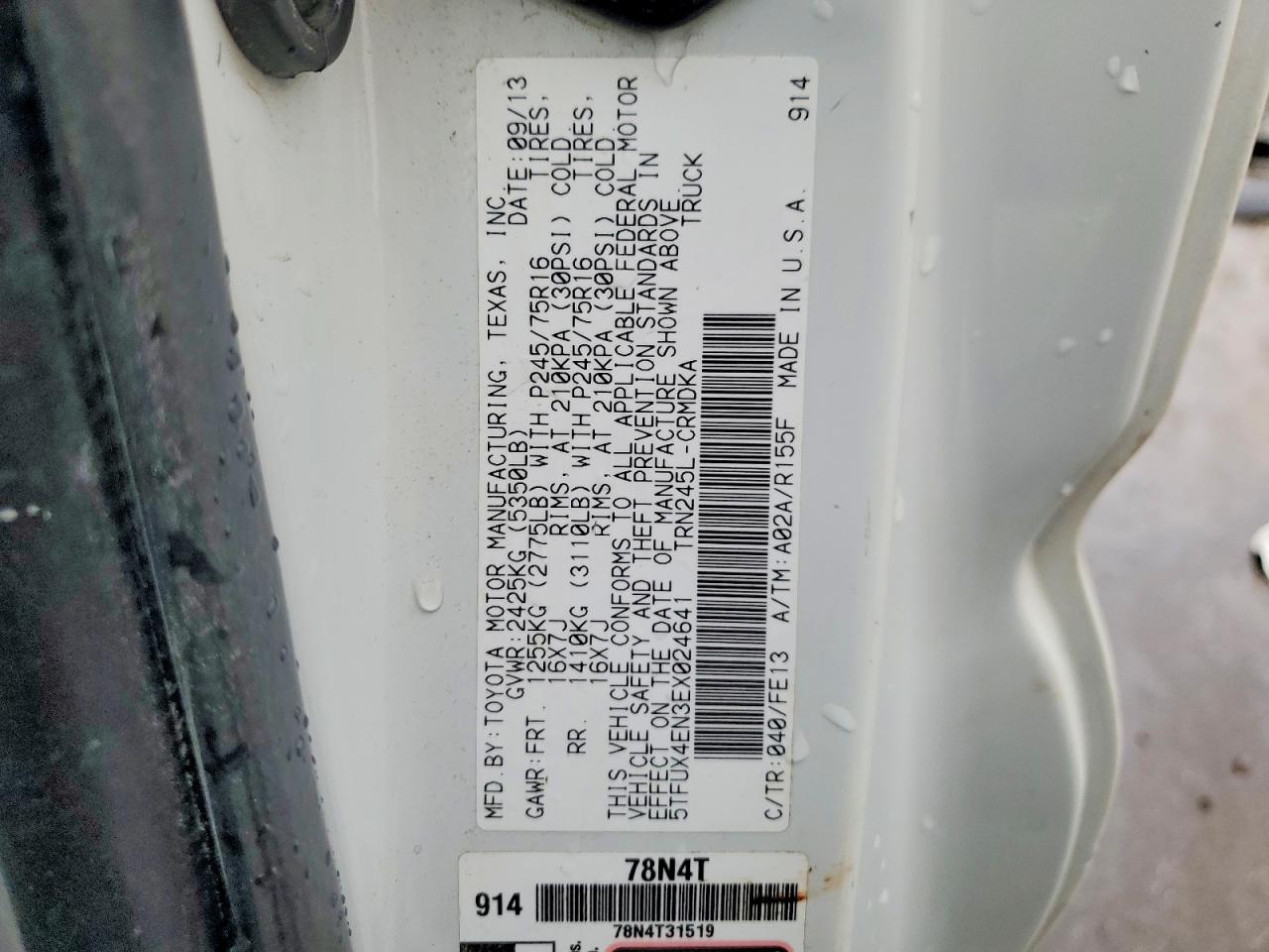 2014 Toyota Tacoma Access Cab White vin: 5TFUX4EN3EX024641