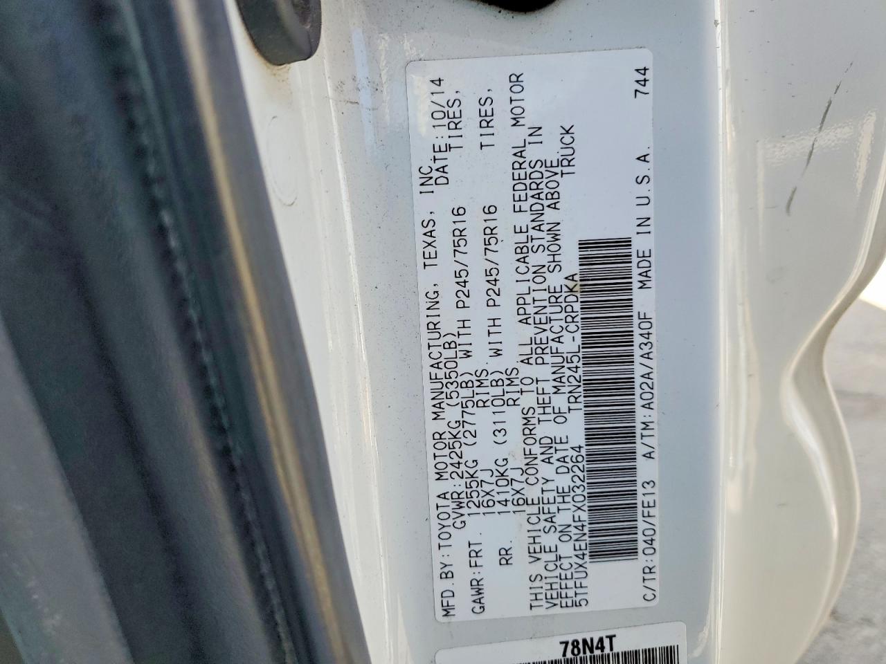 2015 Toyota Tacoma White vin: 5TFUX4EN4FX032264