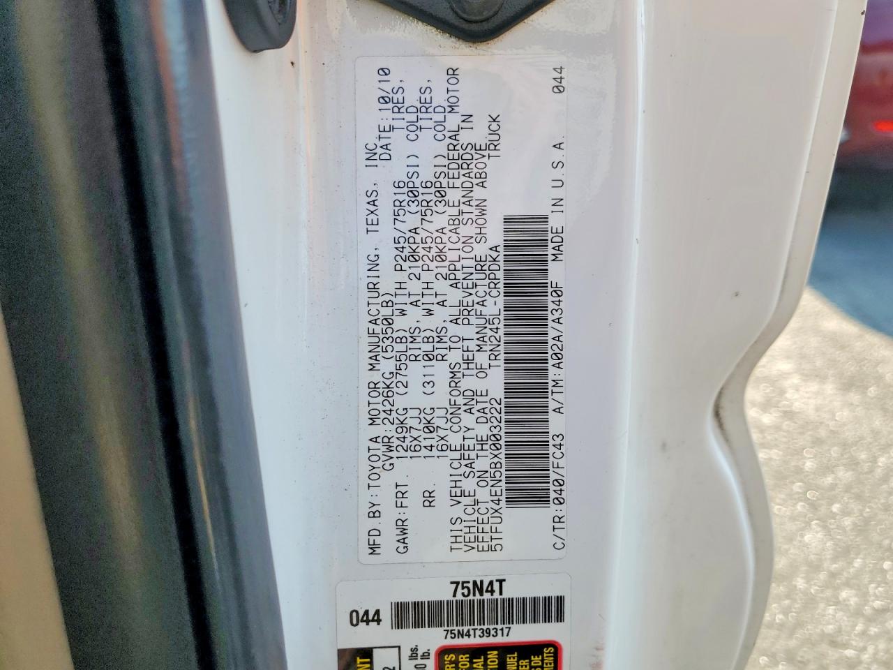 2011 Toyota Tacoma Base White vin: 5TFUX4EN5BX003222