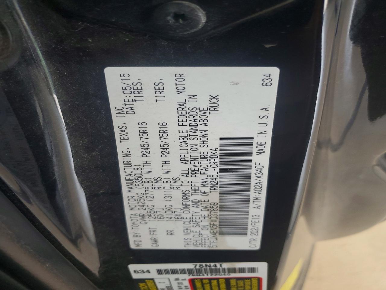 2015 Toyota Tacoma Base Черный vin: 5TFUX4EN5FX037859