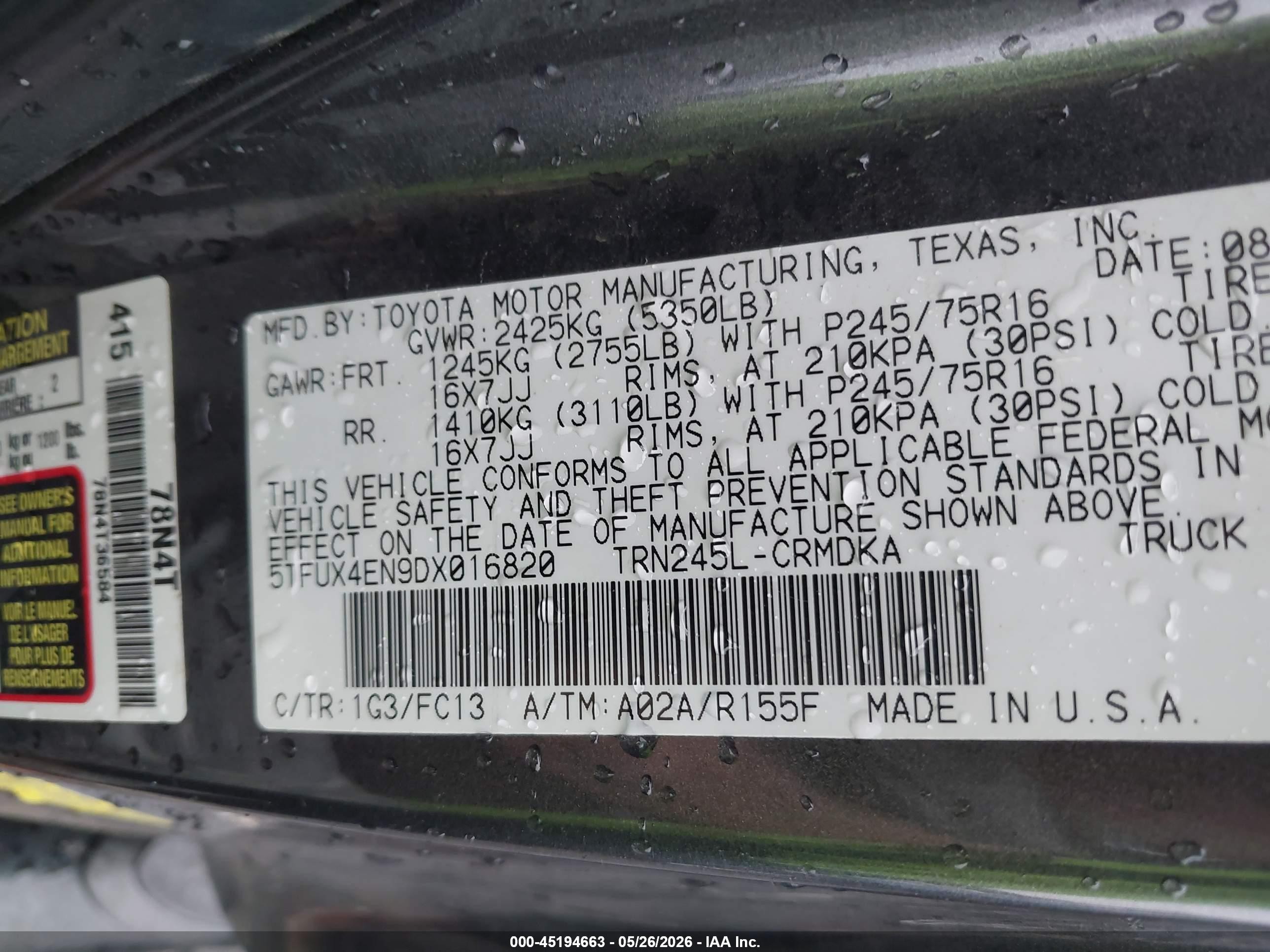 2013 Toyota Tacoma   Gray vin: 5TFUX4EN9DX016820
