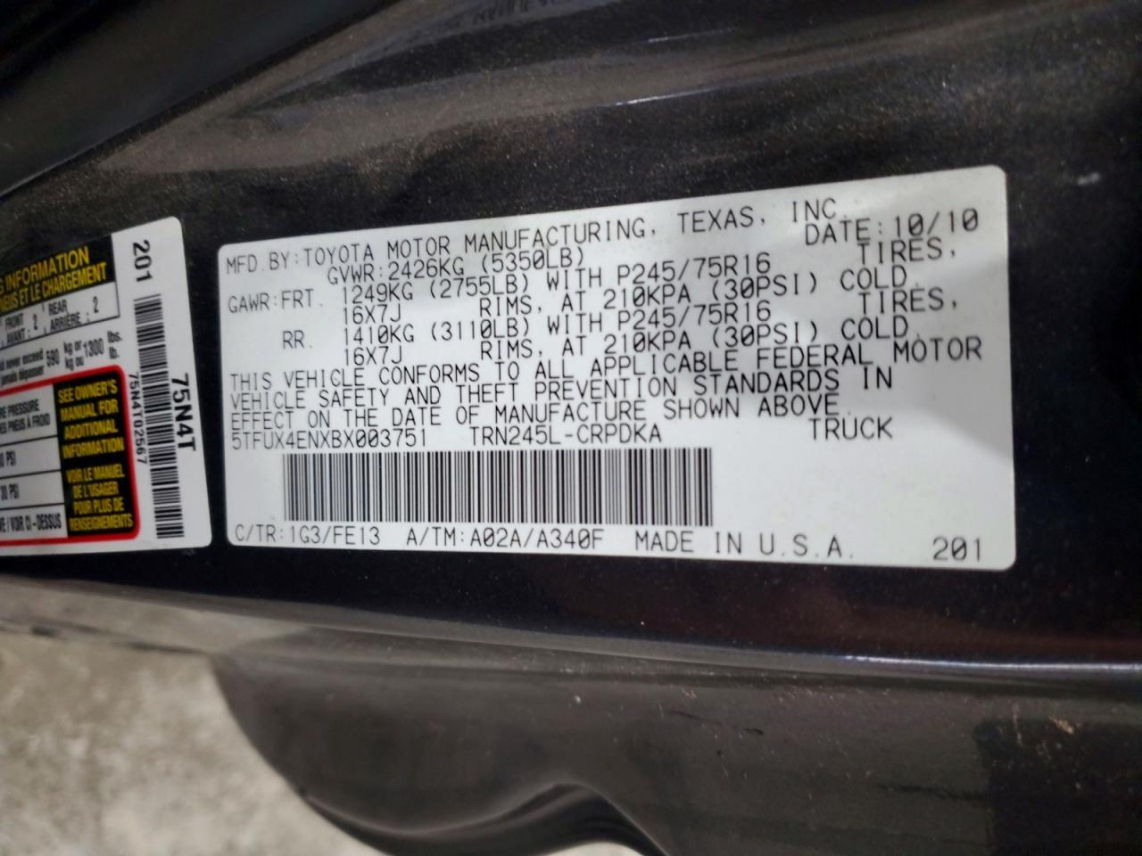 2011 Toyota Tacoma Access Cab Gray vin: 5TFUX4ENXBX003751