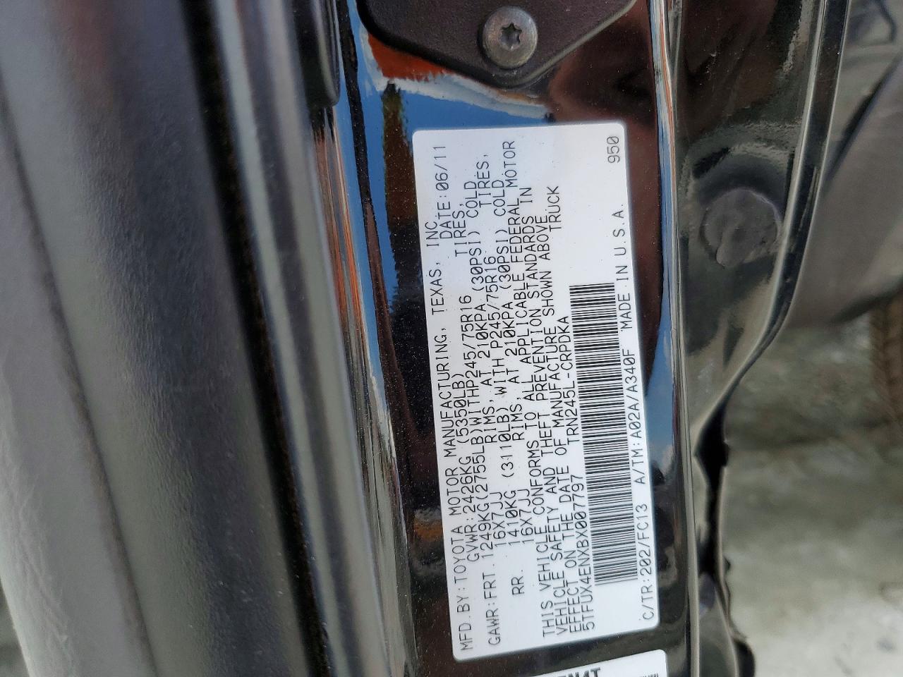 2011 Toyota Tacoma Access Cab Black vin: 5TFUX4ENXBX007797