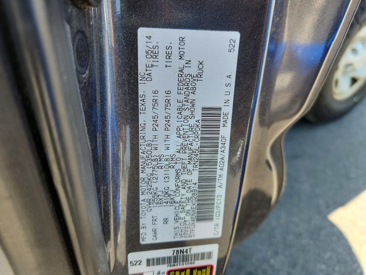 2014 Toyota Tacoma Access Cab Gray vin: 5TFUX4ENXEX028914