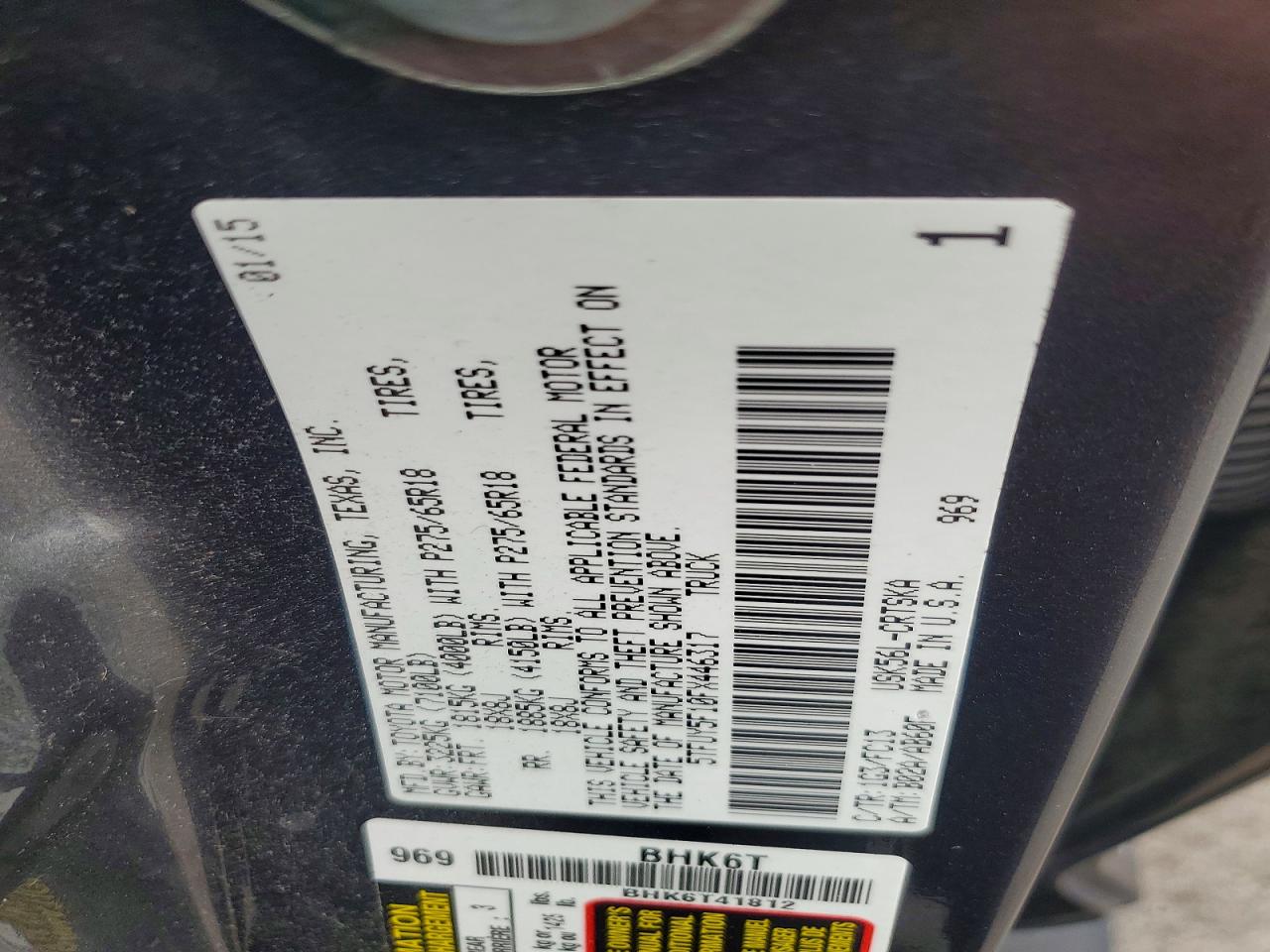 2015 Toyota Tundra Sr5 Gray vin: 5TFUY5F10FX446317