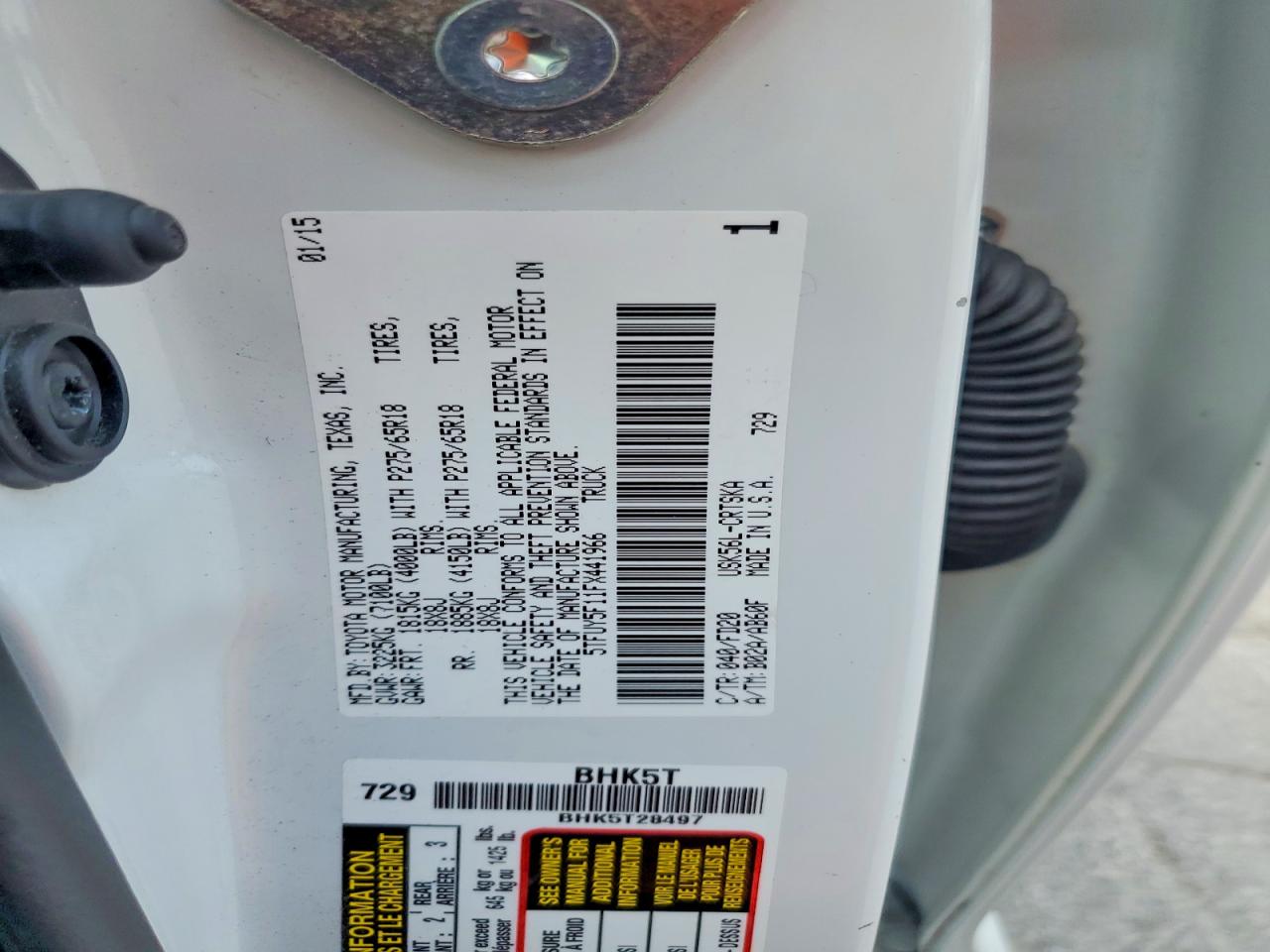 2015 Toyota Tundra Trd Pro White vin: 5TFUY5F11FX441966