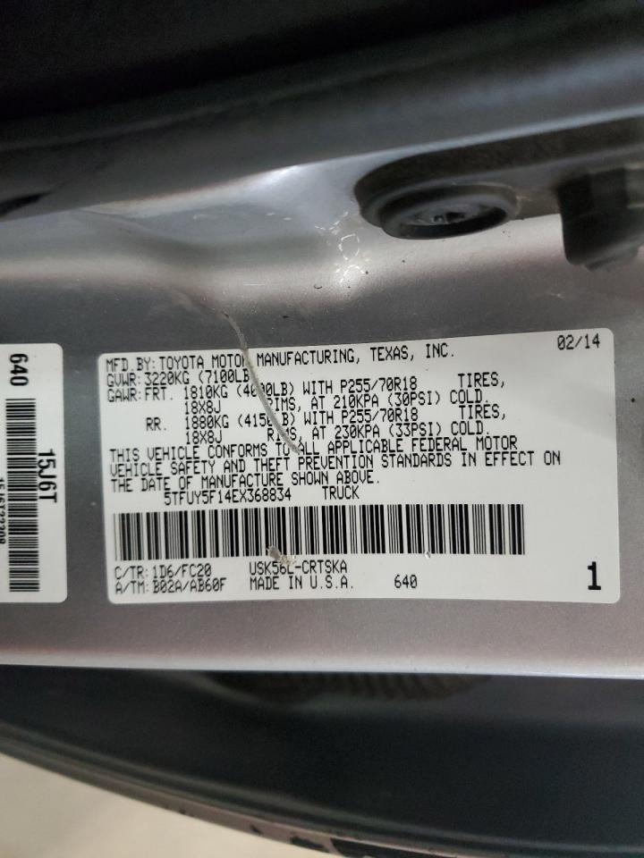 2014 Toyota Tundra Double Cab Sr Silver vin: 5TFUY5F14EX368834