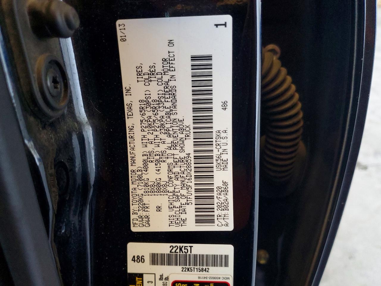 2013 Toyota Tundra Double Cab Sr5 Black vin: 5TFUY5F16DX288594