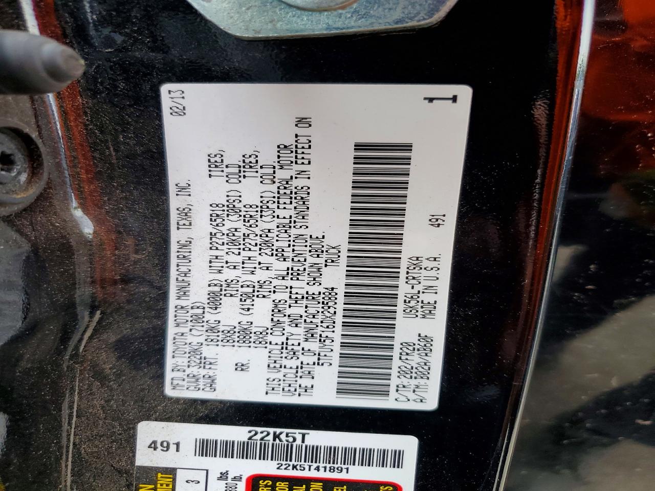 2013 Toyota Tundra Double Cab Sr5 Черный vin: 5TFUY5F16DX295884
