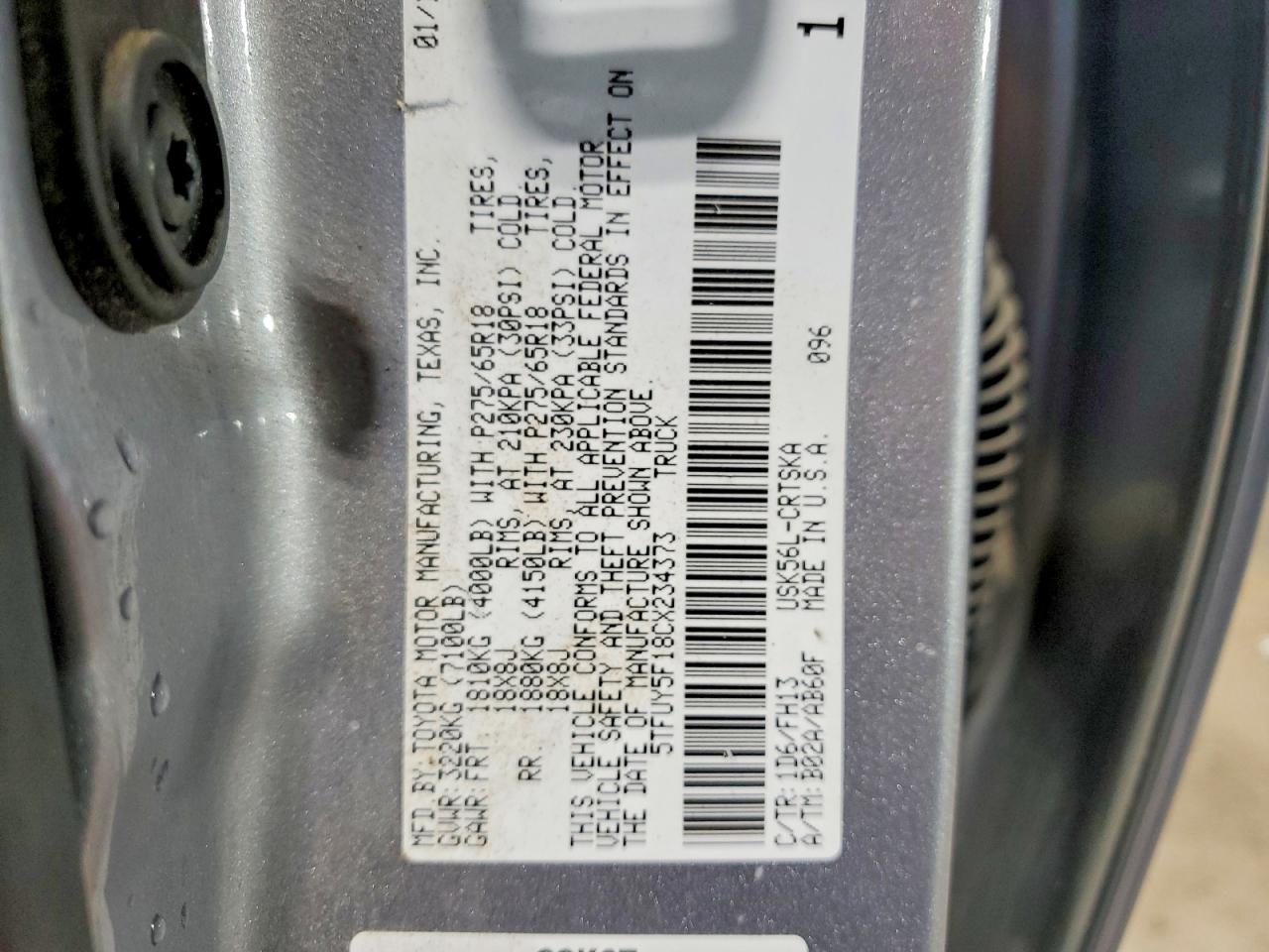 2012 Toyota Tundra Grade Silver vin: 5TFUY5F18CX234373