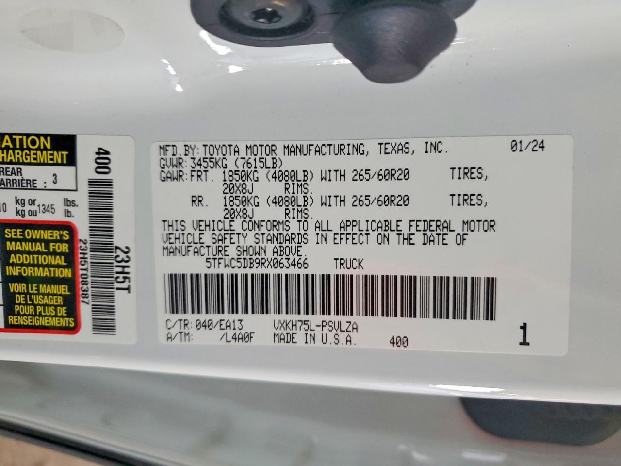 2024 Toyota Tundra Limited Hv White vin: 5TFWC5DB9RX063466