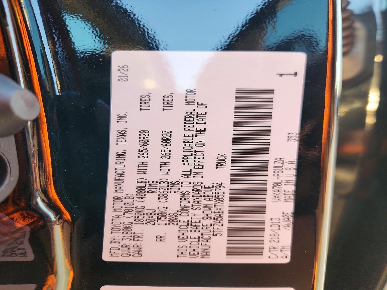 2026 Toyota Tundra Limited Black vin: 5TFZA5ABXTX055794