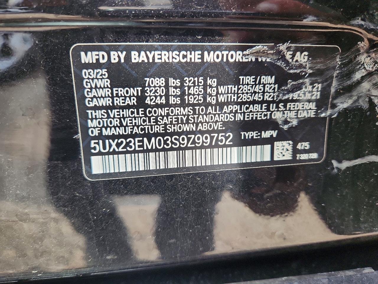 2025 Bmw X7 Xdrive40i Black vin: 5UX23EM03S9Z99752