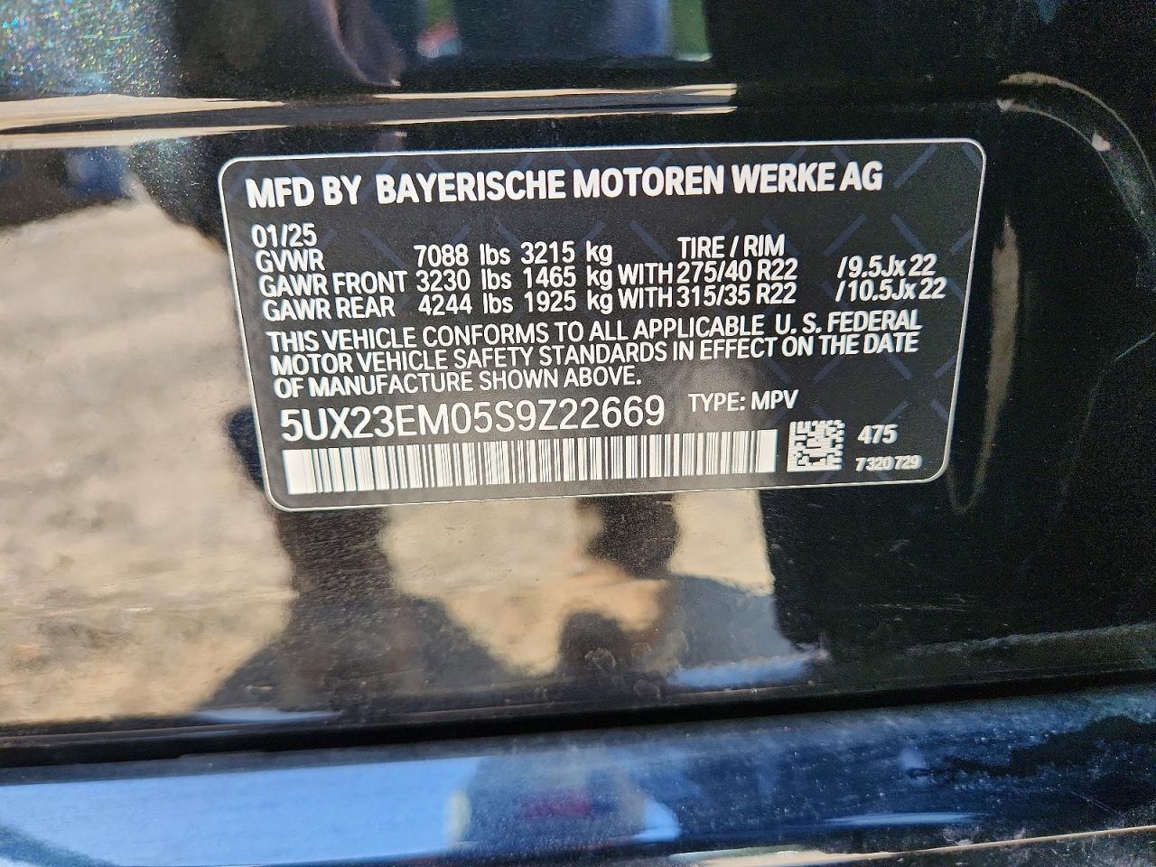 2025 Bmw X7 Xdrive40i Черный vin: 5UX23EM05S9Z22669