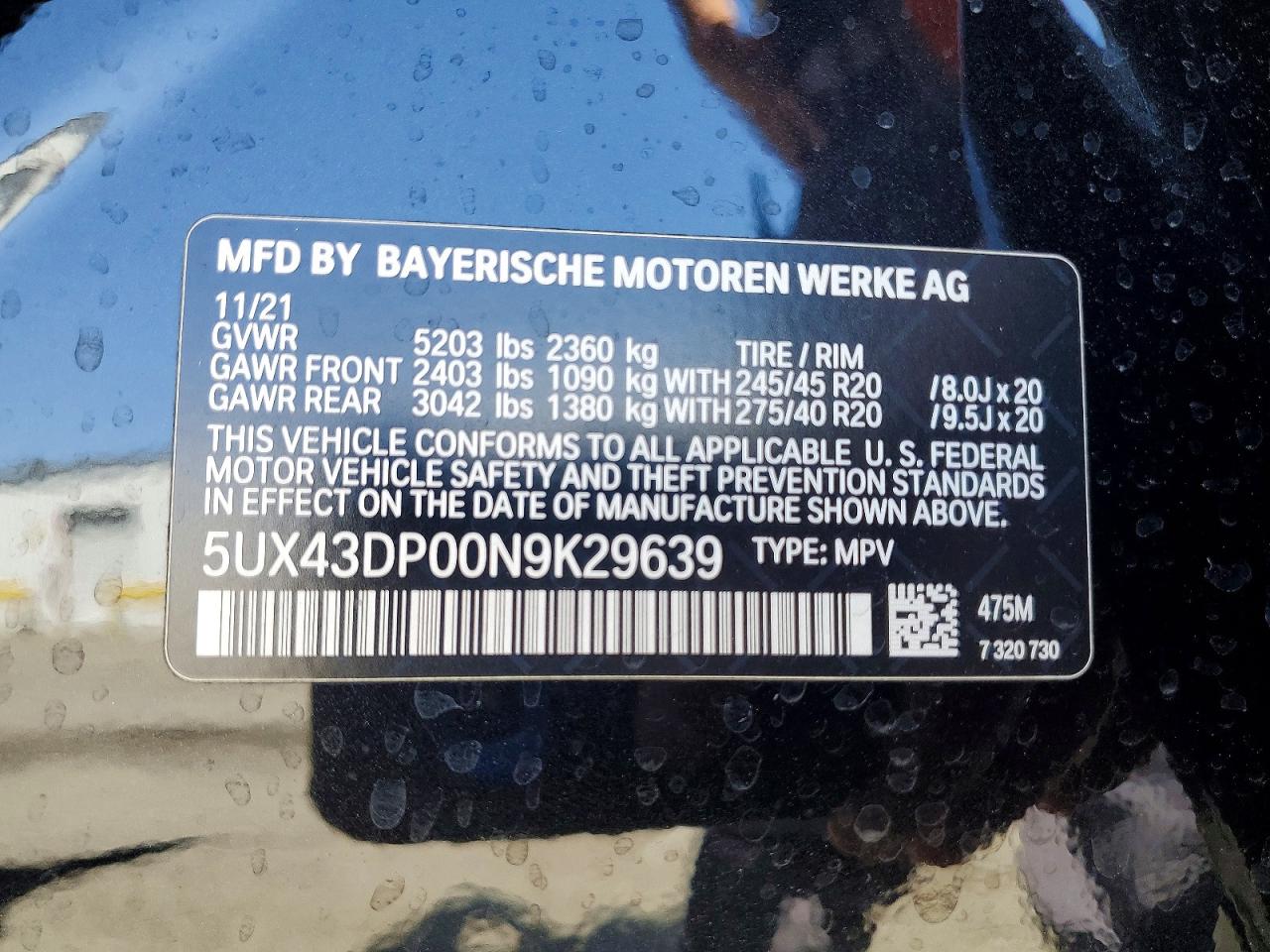 2022 Bmw X3 Sdrive30i Black vin: 5UX43DP00N9K29639