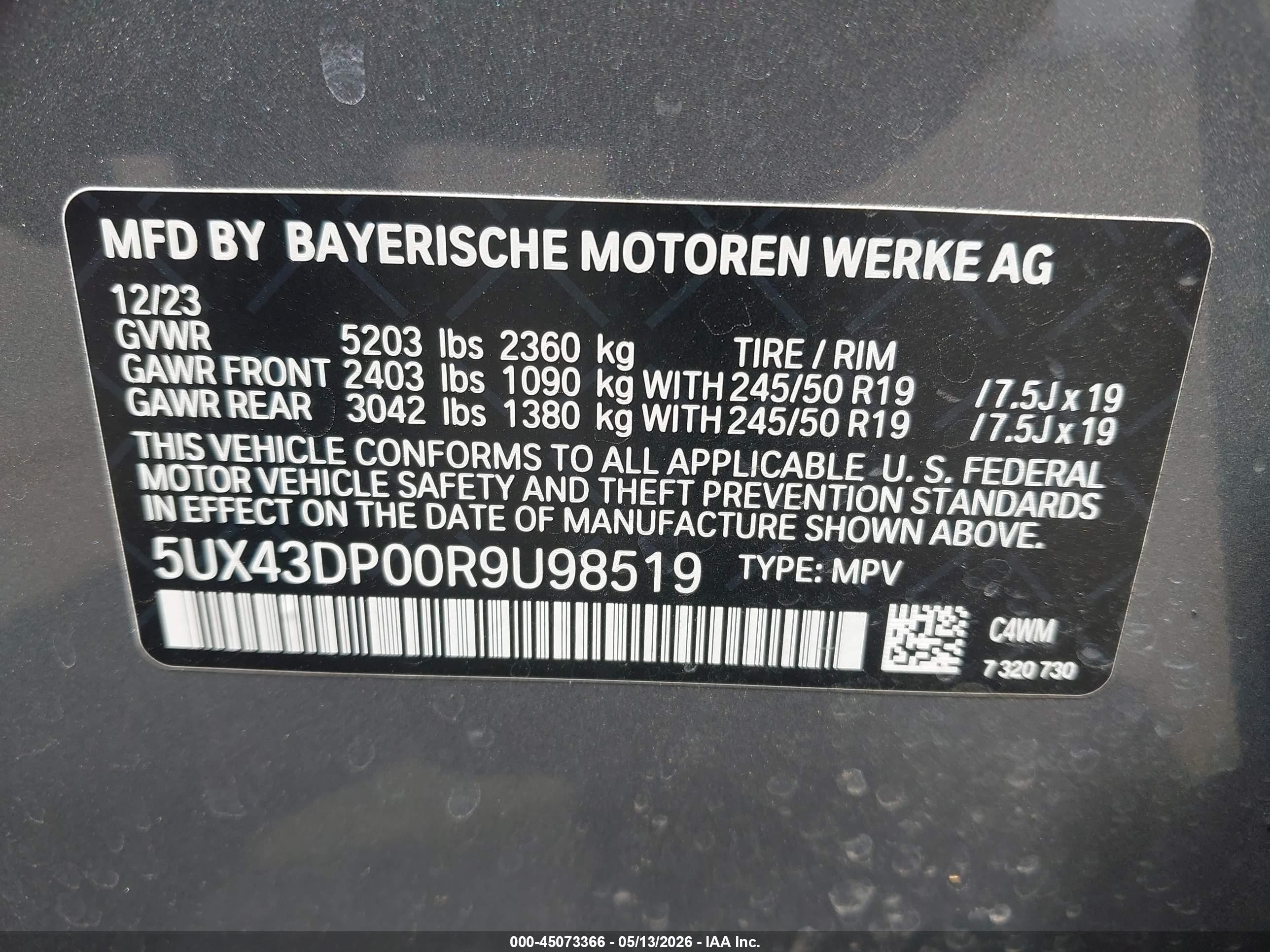 2024 Bmw X3 Sdrive30i Gray vin: 5UX43DP00R9U98519