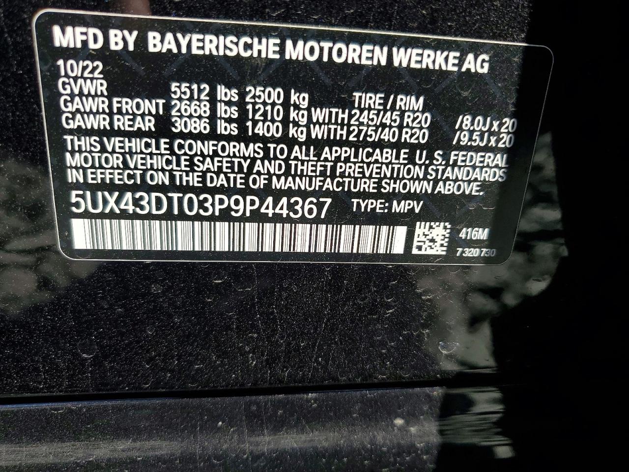 2023 Bmw X4 M40i Blue vin: 5UX43DT03P9P44367