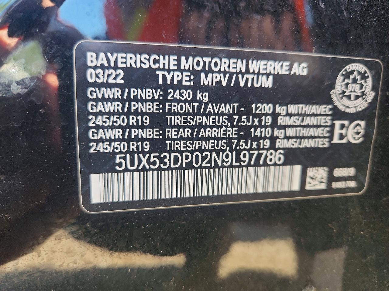 2022 Bmw X3 Xdrive30i Black vin: 5UX53DP02N9L97786